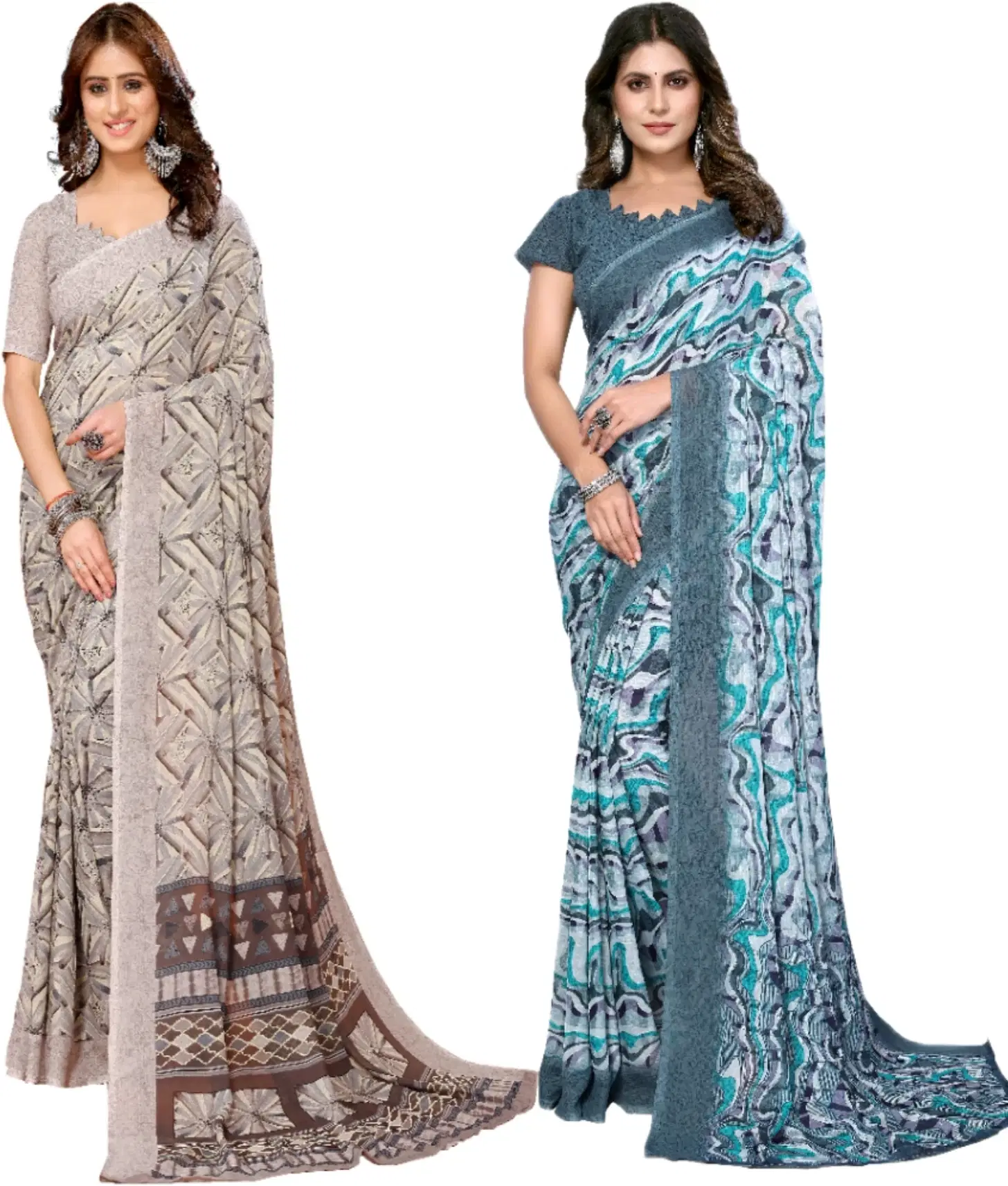     			Yashika Georgette Printed Regular Saree With Unstitched Blouse Piece ( Multicolor )