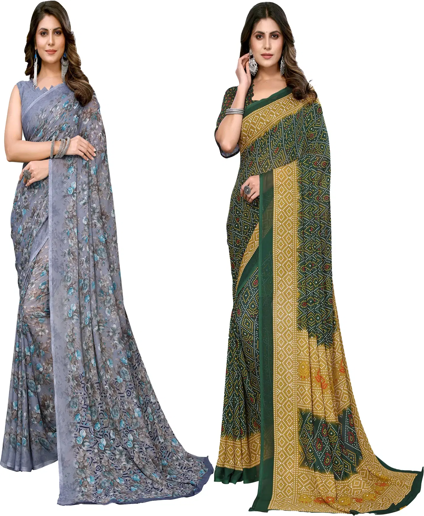     			Yashika Georgette Printed Regular Saree With Unstitched Blouse Piece ( Purple )