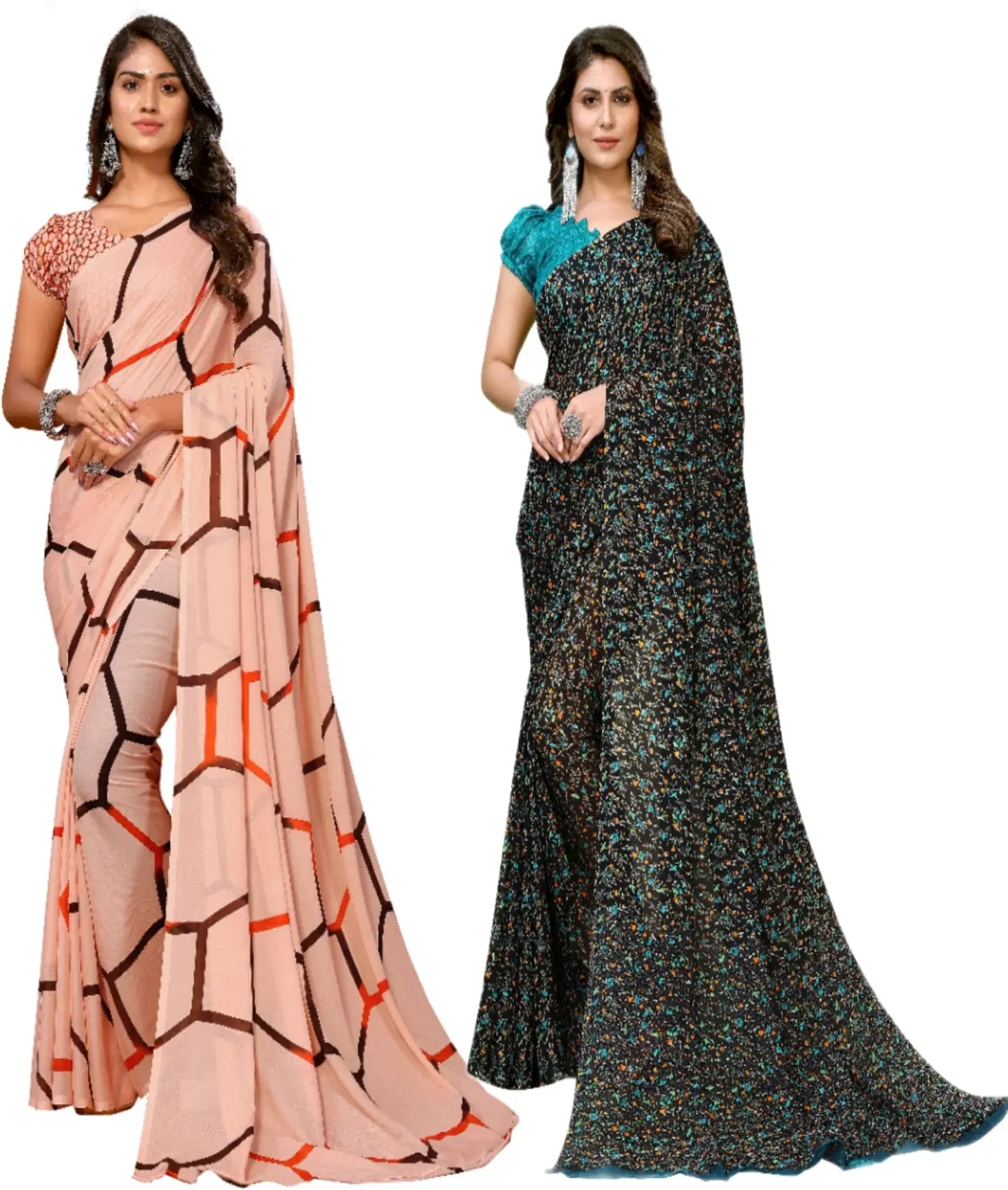 Yashika Georgette Printed Regular Saree With Unstitched Blouse Piece ( Brown ) Yashika Georgette Printed Regular Saree With Unstitched Blouse Piece ( Brown )