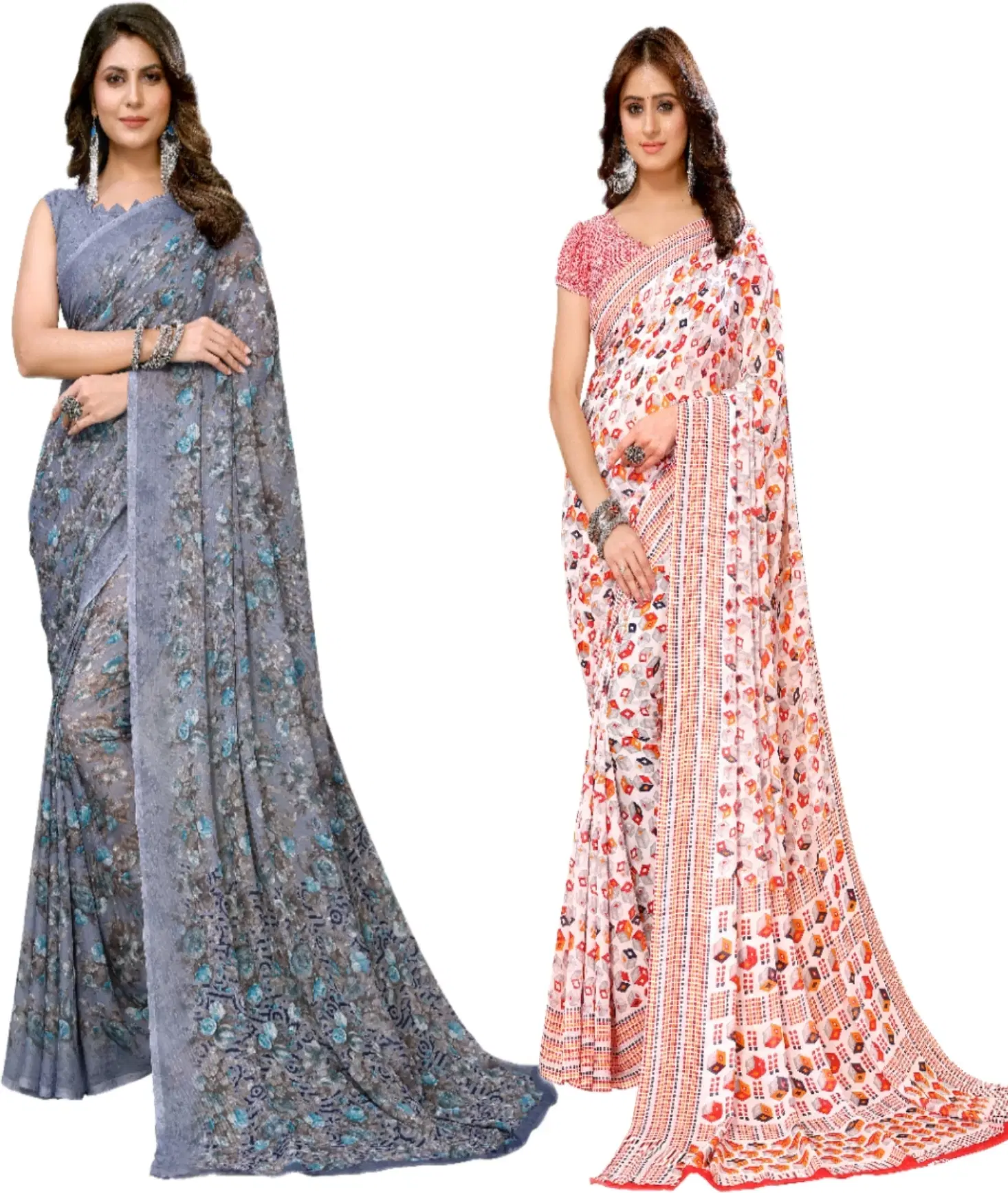     			Yashika Georgette Printed Regular Saree With Unstitched Blouse Piece ( Purple )