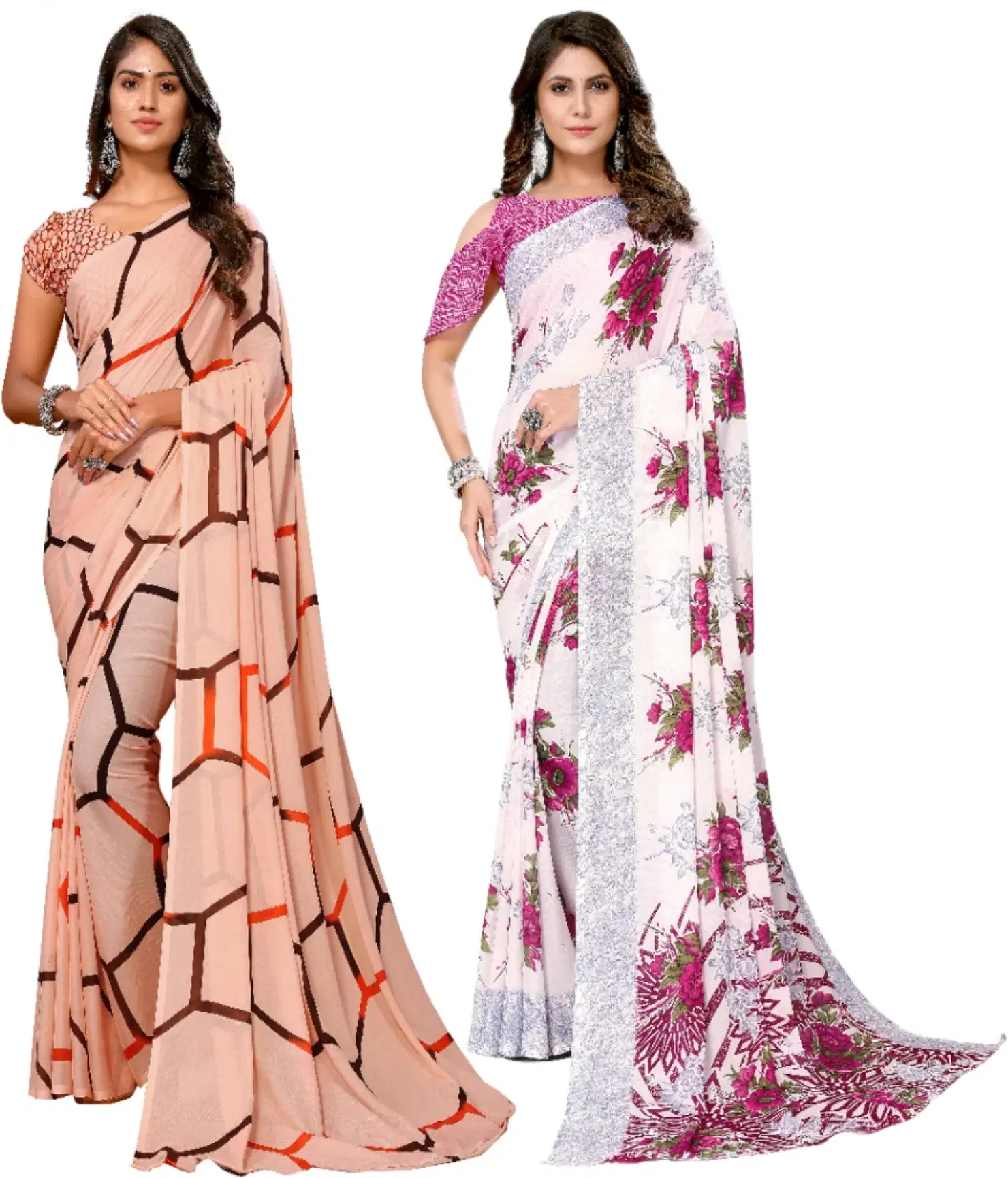     			Yashika Georgette Printed Regular Saree With Unstitched Blouse Piece ( Multicolor )