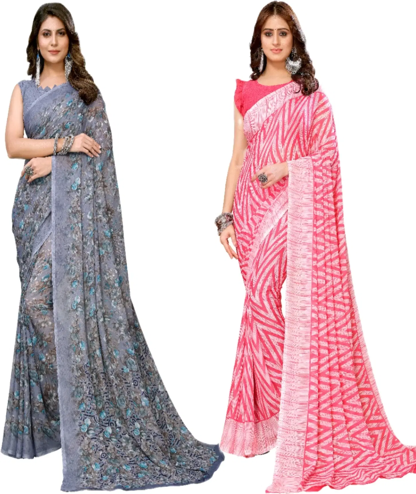     			Yashika Georgette Printed Regular Saree With Unstitched Blouse Piece ( Purple )