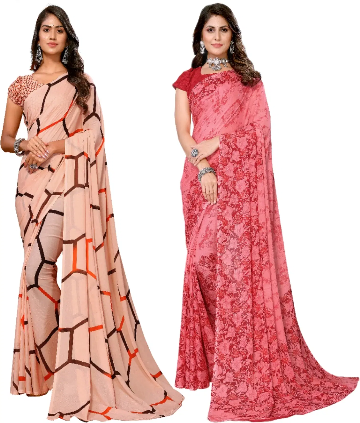Yashika Georgette Printed Regular Saree With Unstitched Blouse Piece ( Brown ) Yashika Georgette Printed Regular Saree With Unstitched Blouse Piece ( Brown )