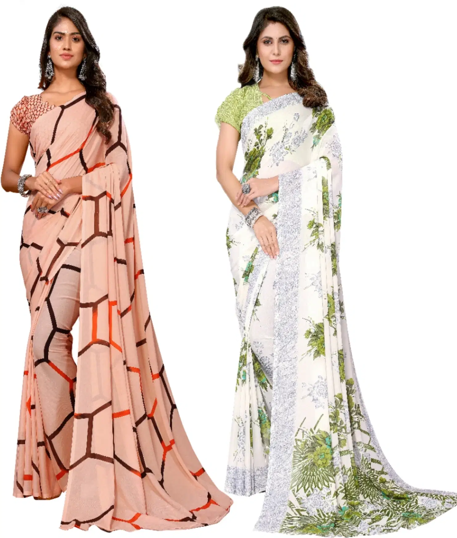 Yashika Georgette Printed Regular Saree With Unstitched Blouse Piece ( Brown ) Yashika Georgette Printed Regular Saree With Unstitched Blouse Piece ( Brown )