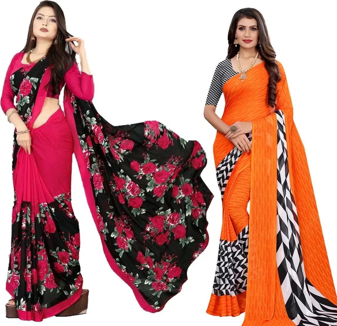    			Yashika Georgette Printed Regular Saree With Unstitched Blouse Piece ( Multicolor )