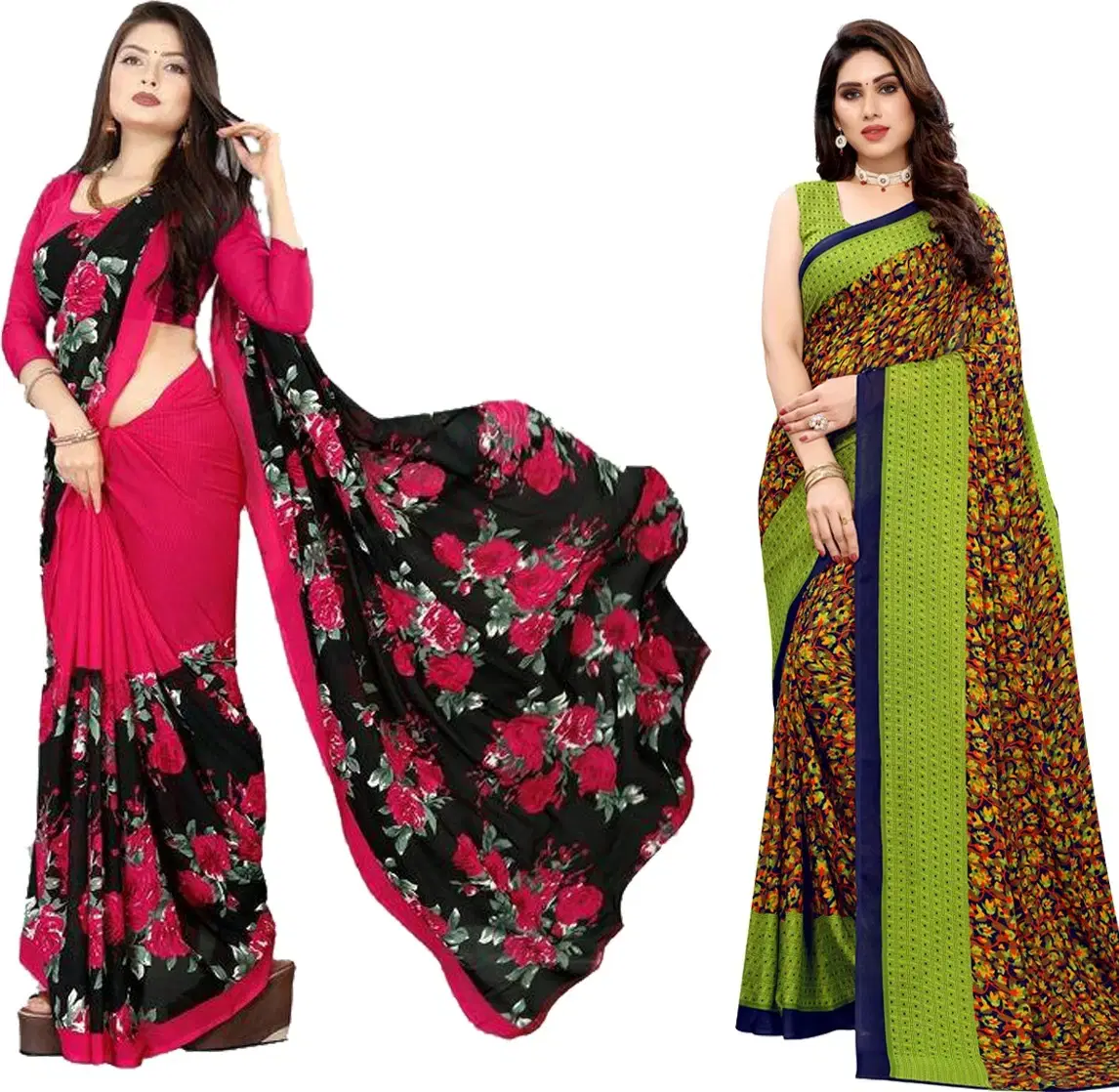 Yashika Georgette Printed Regular Saree With Unstitched Blouse Piece ( Multicolor )     			Yashika Georgette Printed Regular Saree With Unstitched Blouse Piece ( Multicolor )