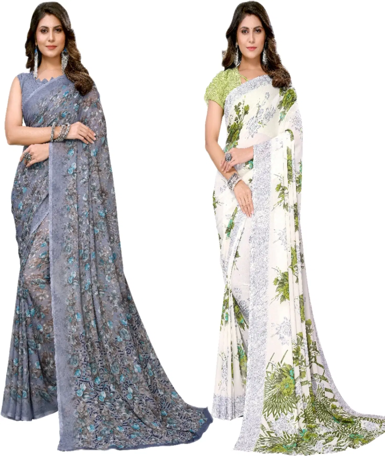     			Yashika Georgette Printed Regular Saree With Unstitched Blouse Piece ( Multicolor )