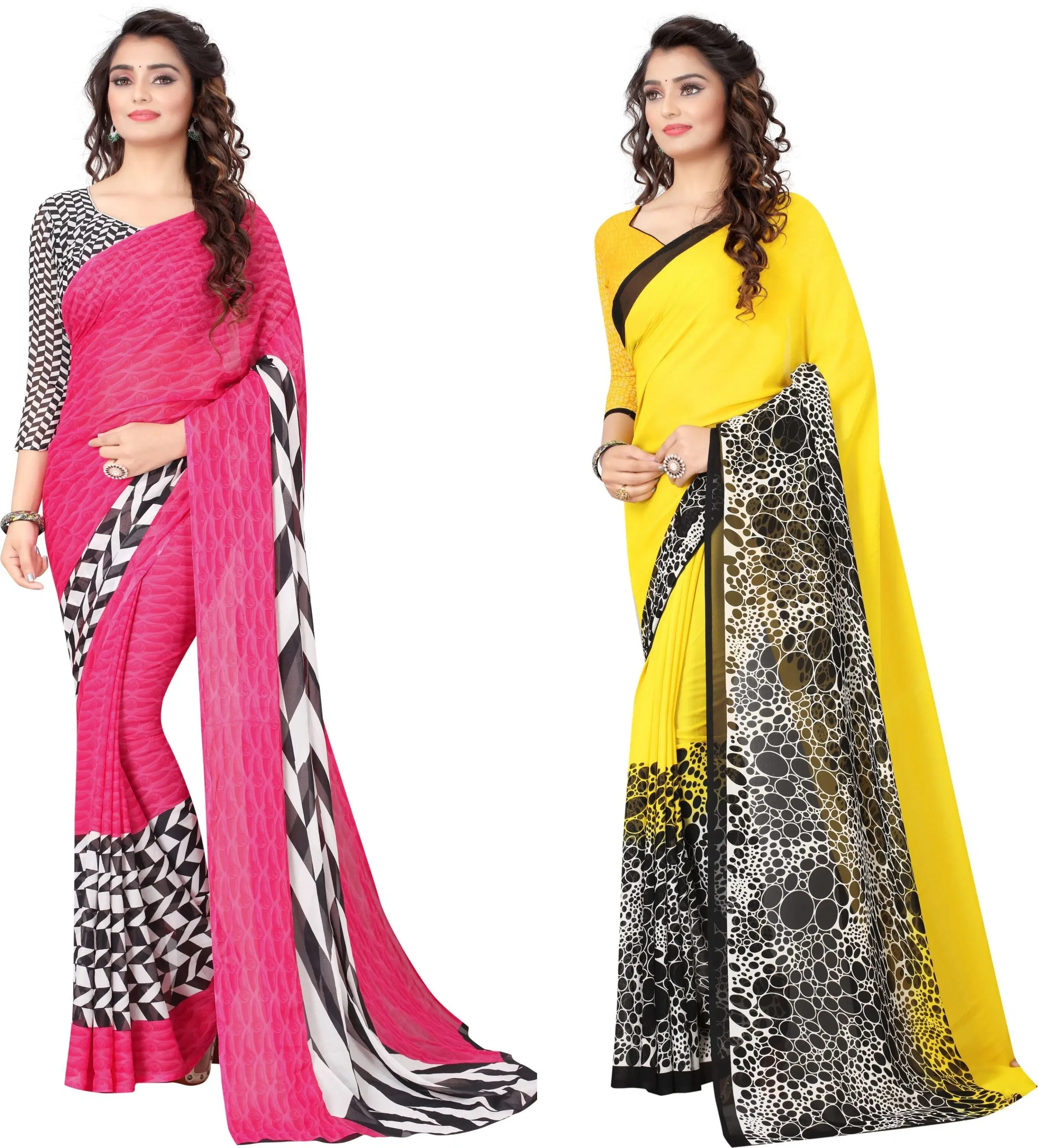     			Yashika Georgette Printed Regular Saree With Unstitched Blouse Piece ( Multicolor )