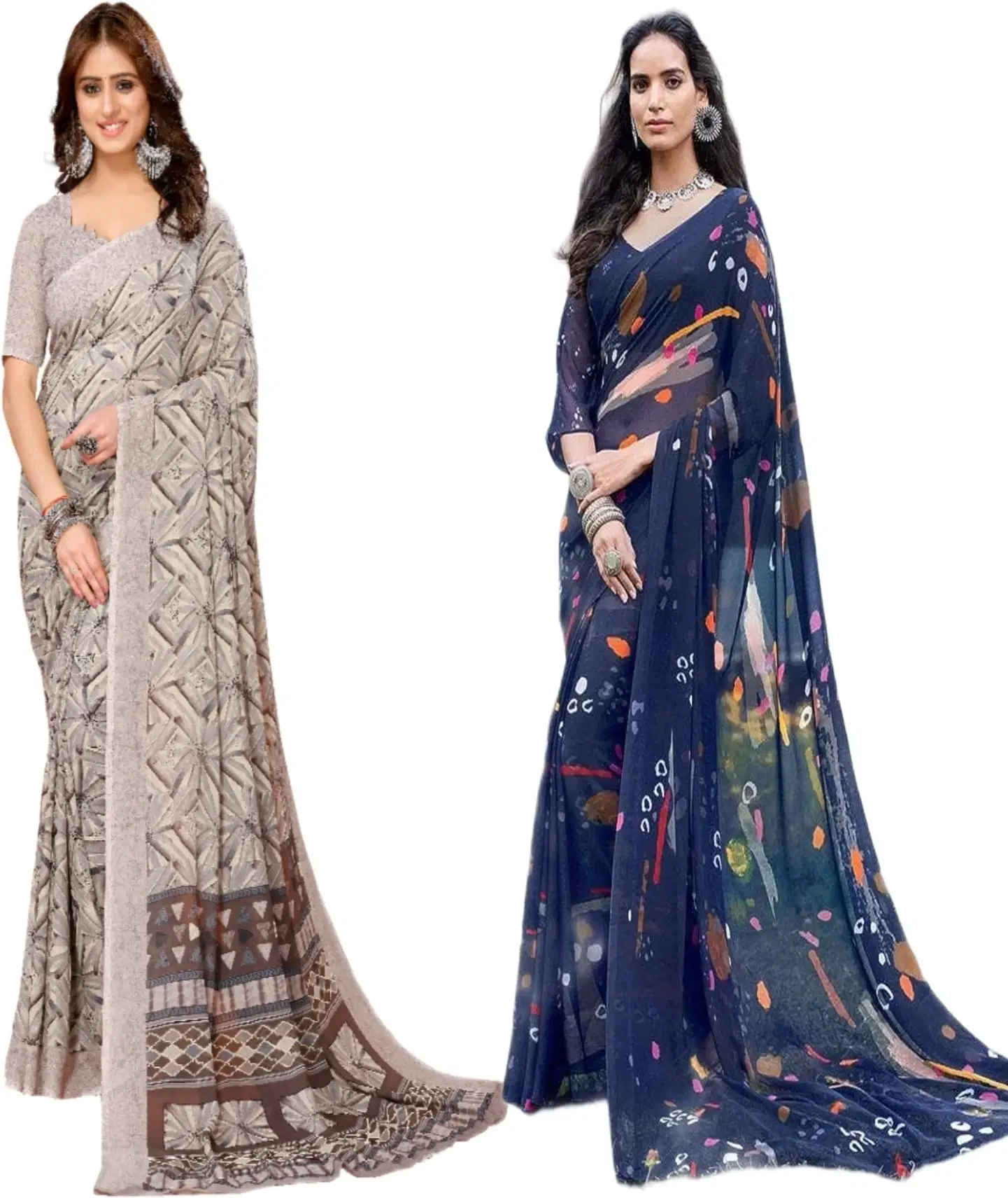 Yashika Georgette Printed Regular Saree With Unstitched Blouse Piece ( Brown ) Yashika Georgette Printed Regular Saree With Unstitched Blouse Piece ( Brown )