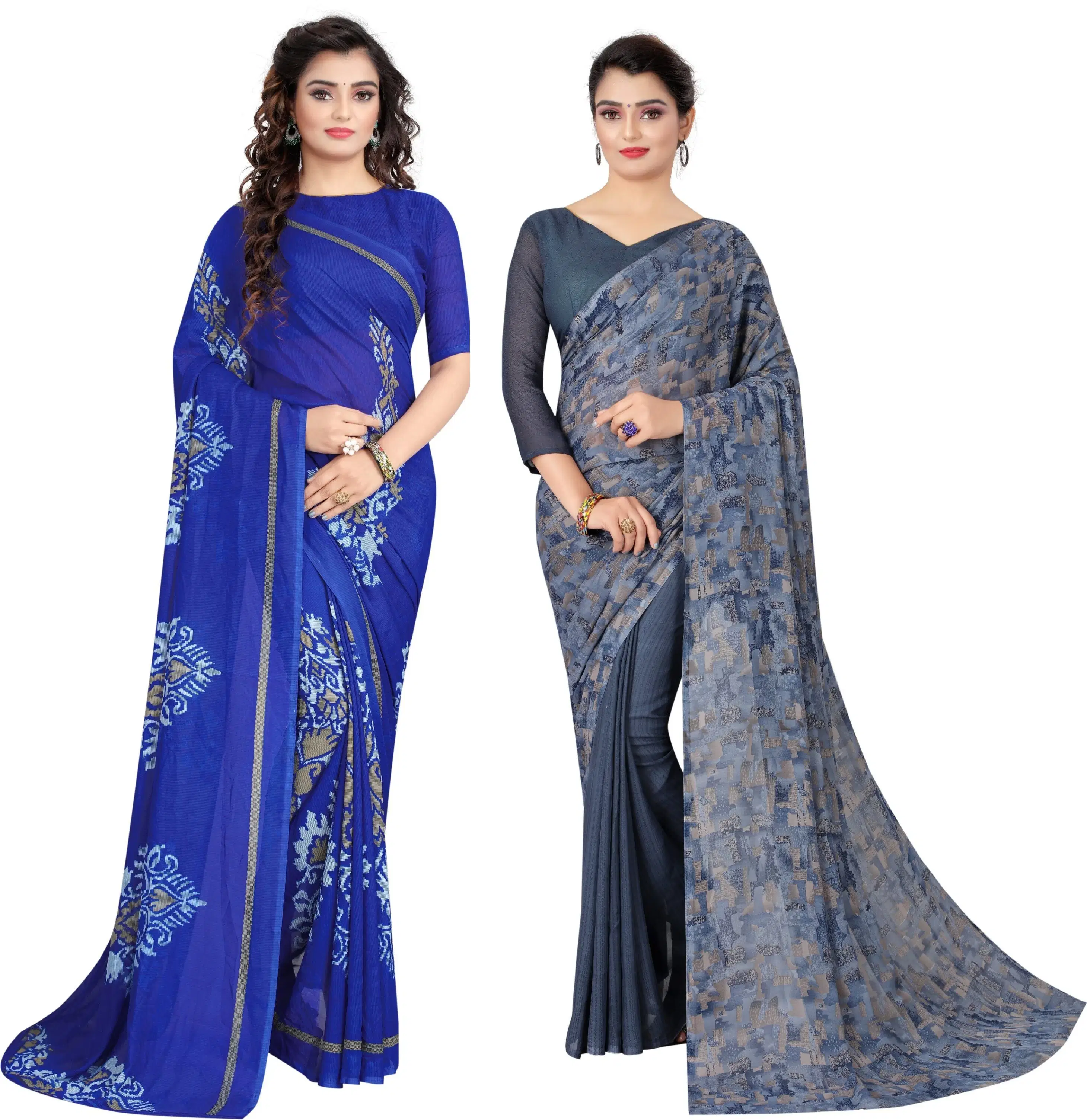 Yashika Georgette Printed Regular Saree With Unstitched Blouse Piece ( Grey )     			Yashika Georgette Printed Regular Saree With Unstitched Blouse Piece ( Grey )