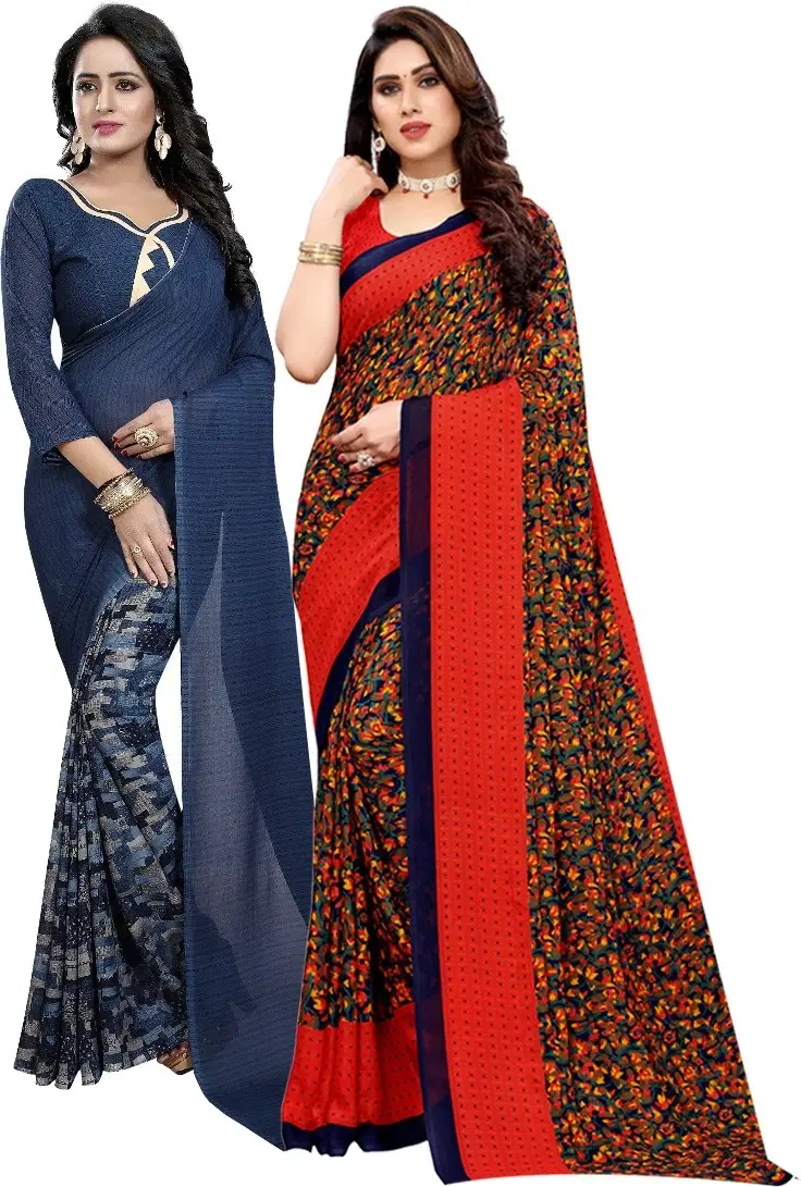 Yashika Georgette Printed Regular Saree With Unstitched Blouse Piece ( Multicolor ) Yashika Georgette Printed Regular Saree With Unstitched Blouse Piece ( Multicolor )