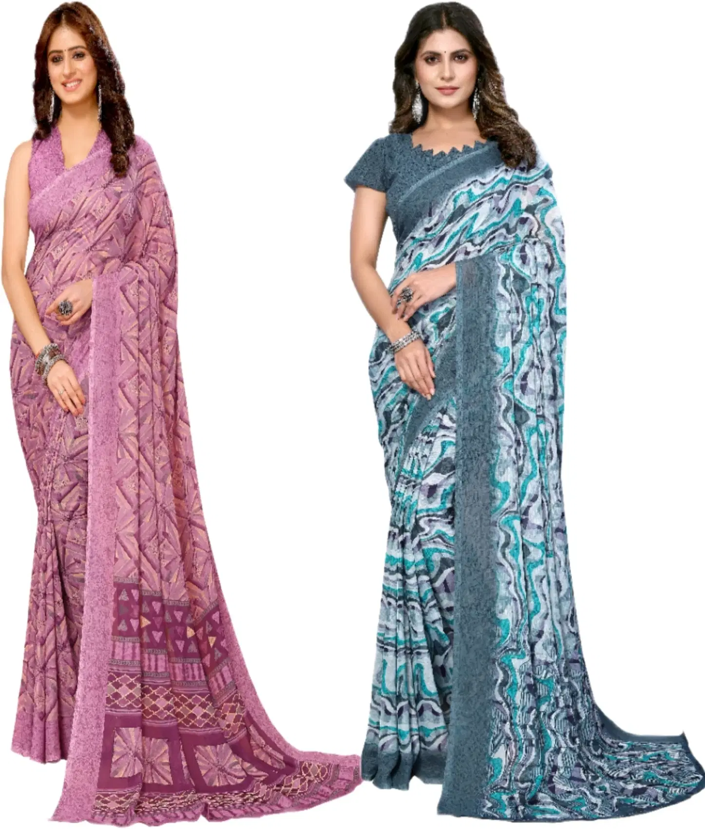 Yashika Georgette Printed Regular Saree With Unstitched Blouse Piece ( Purple ) Yashika Georgette Printed Regular Saree With Unstitched Blouse Piece ( Purple )