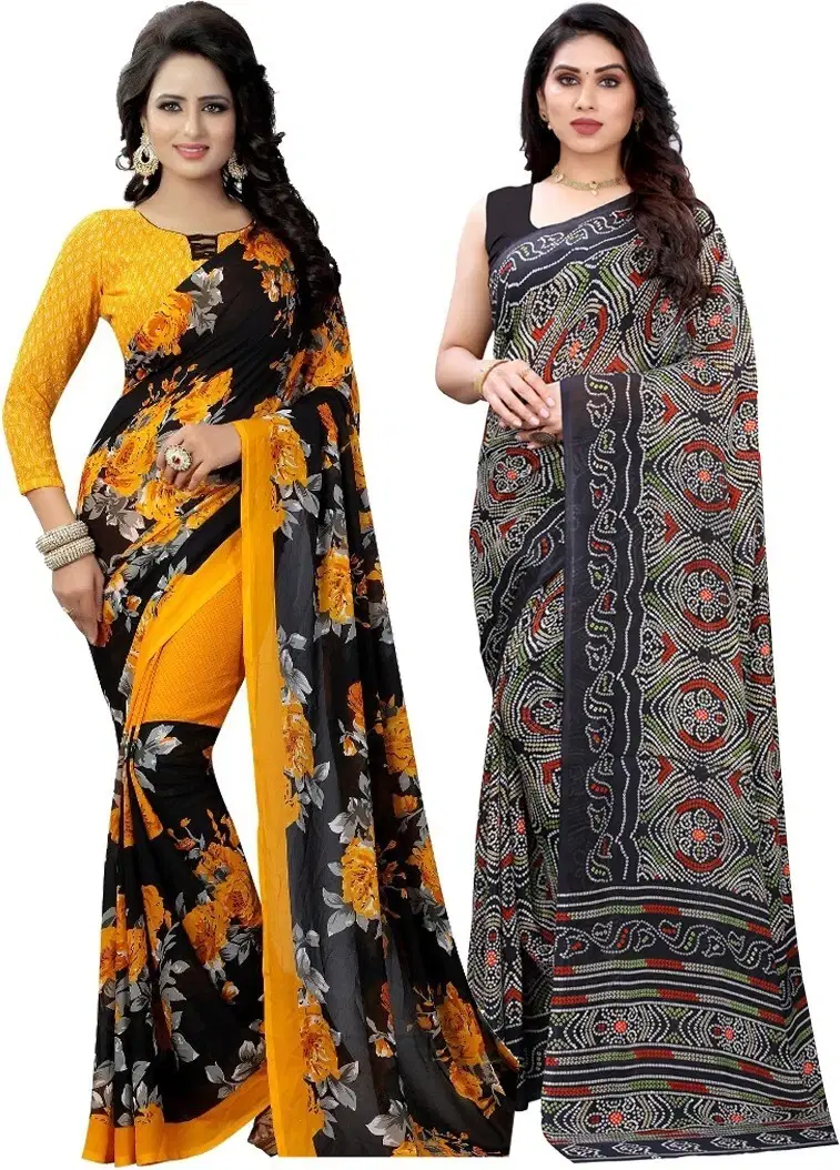 Yashika Georgette Printed Regular Saree With Unstitched Blouse Piece ( Multicolor )     			Yashika Georgette Printed Regular Saree With Unstitched Blouse Piece ( Multicolor )