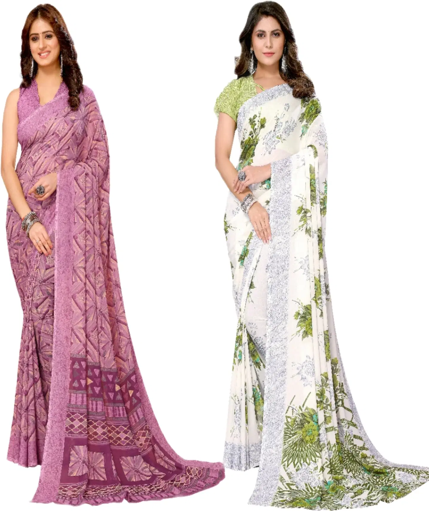 Yashika Georgette Printed Regular Saree With Unstitched Blouse Piece ( Purple )     			Yashika Georgette Printed Regular Saree With Unstitched Blouse Piece ( Purple )