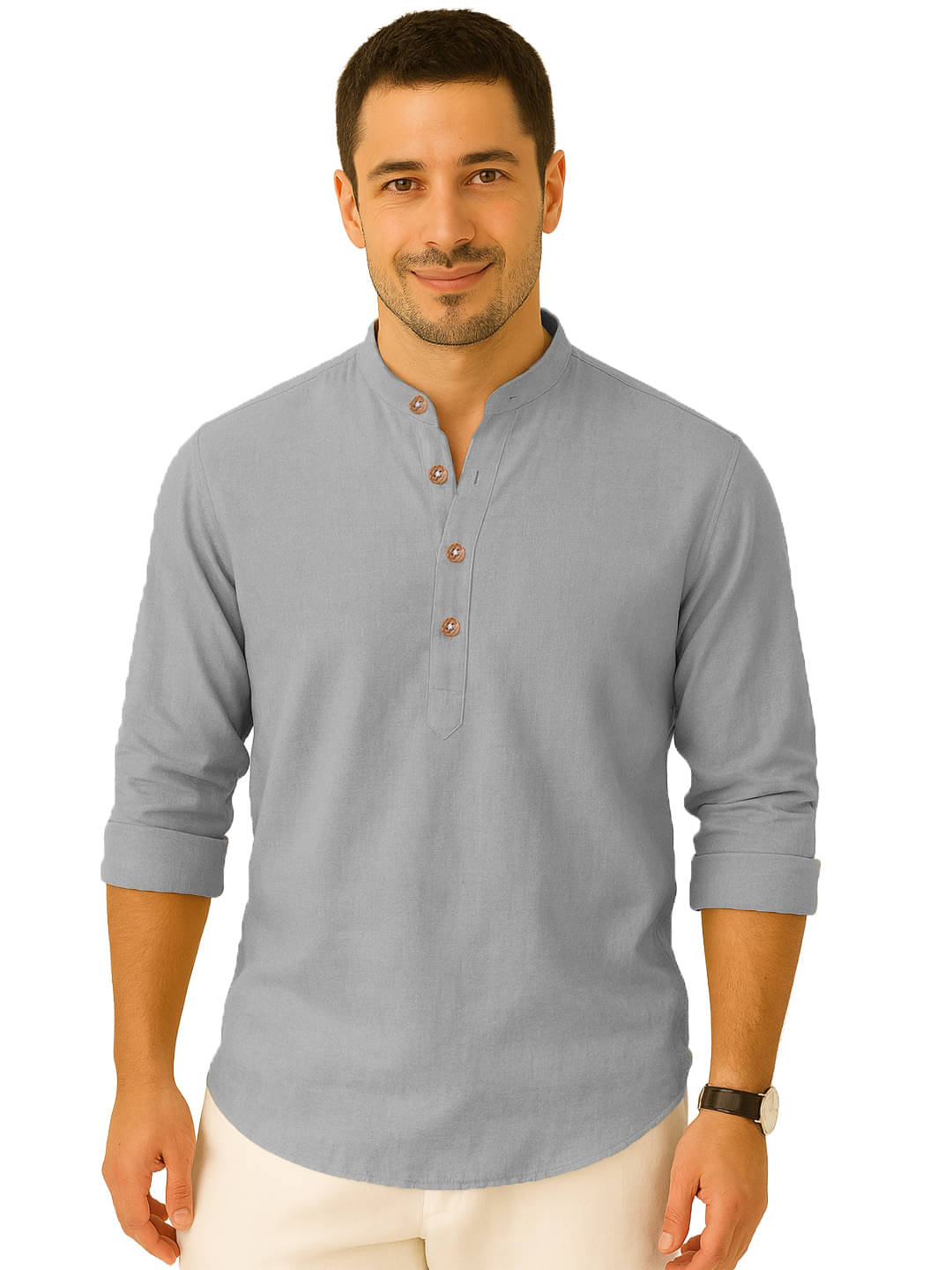     			Yugnik Grey Cotton Blend Men's Regular Kurta ( Pack of 1 )