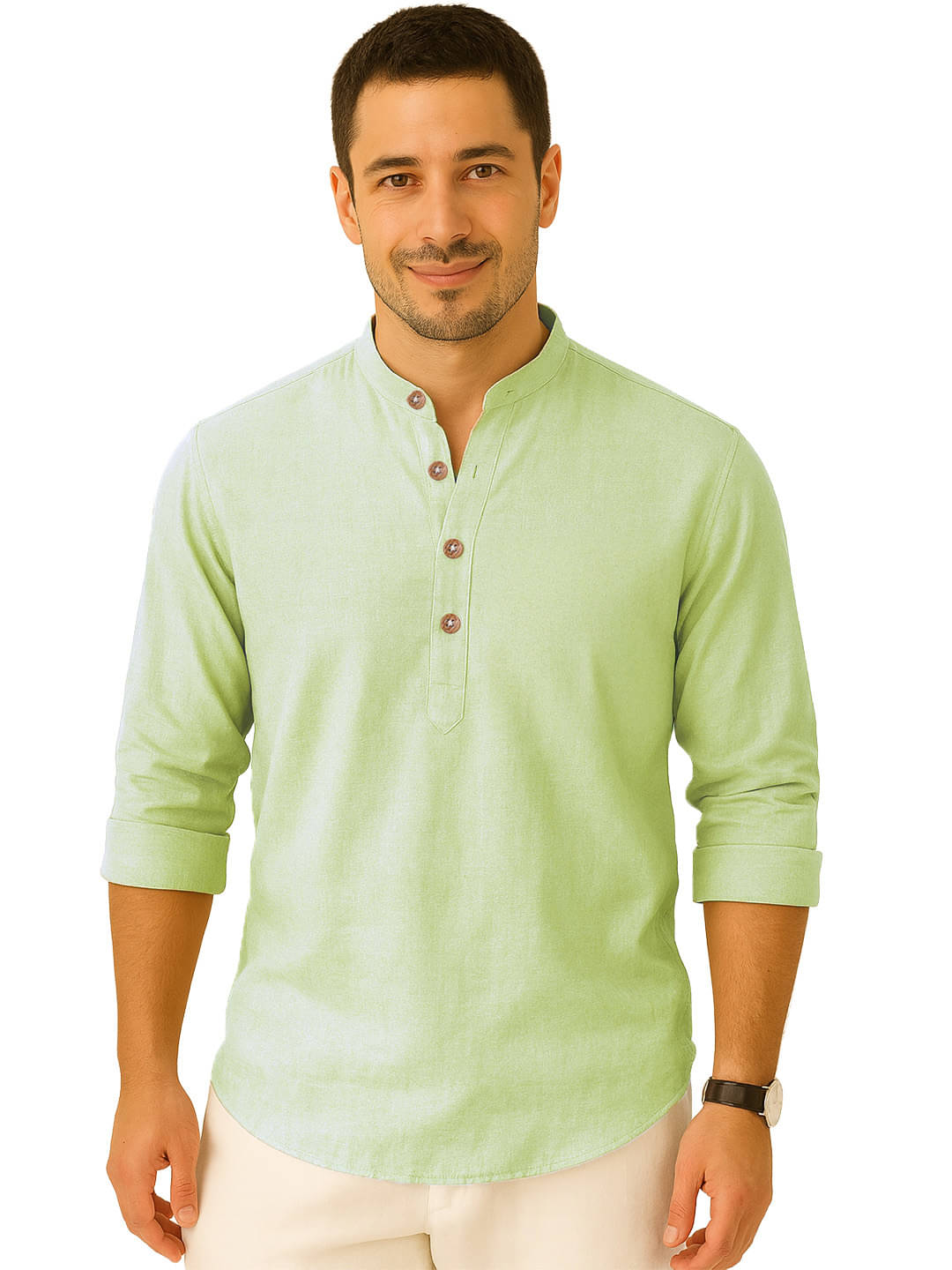     			Yugnik Light Green Cotton Blend Men's Regular Kurta ( Pack of 1 )