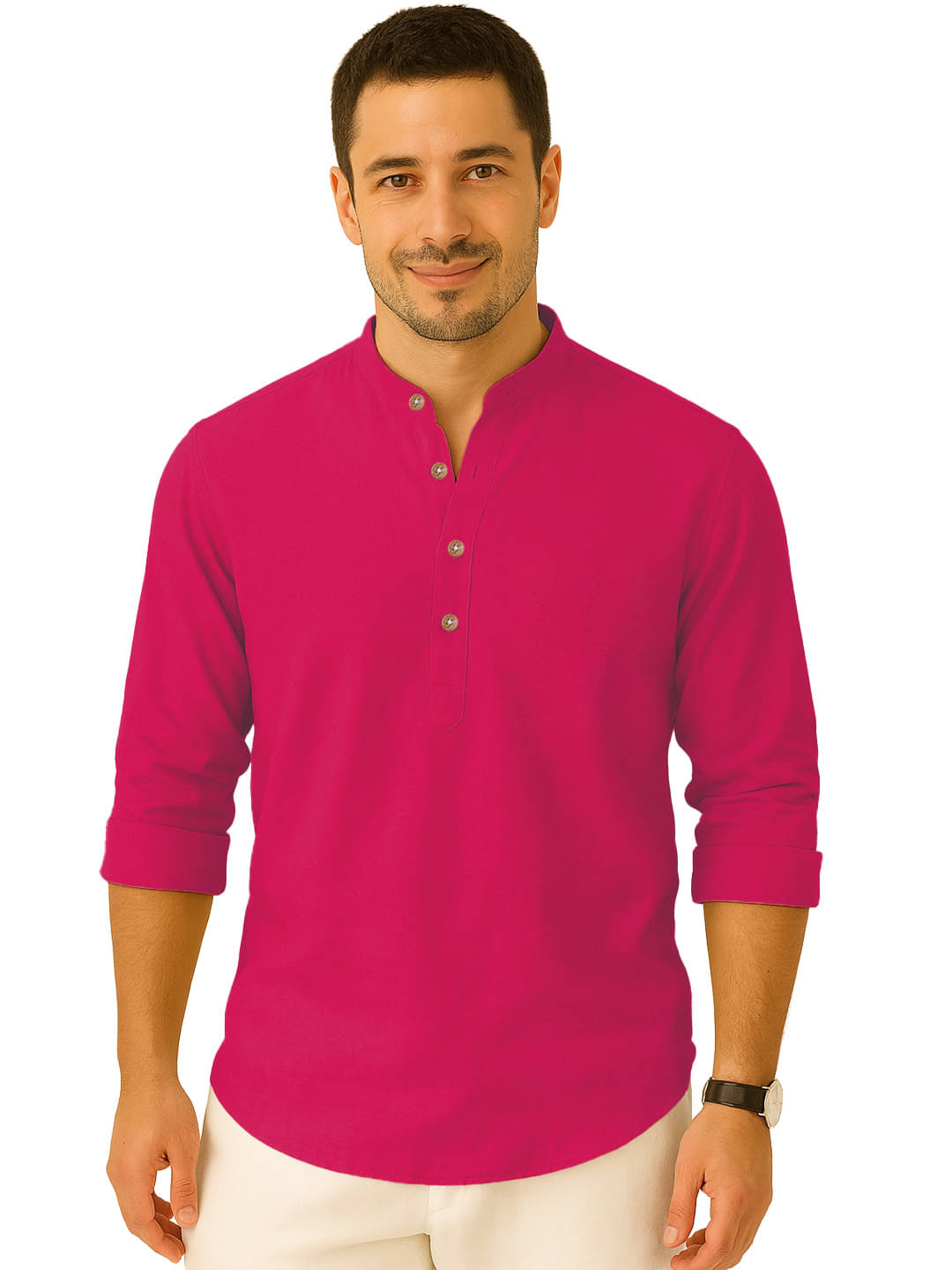     			Yugnik Pink Cotton Blend Men's Regular Kurta ( Pack of 1 )