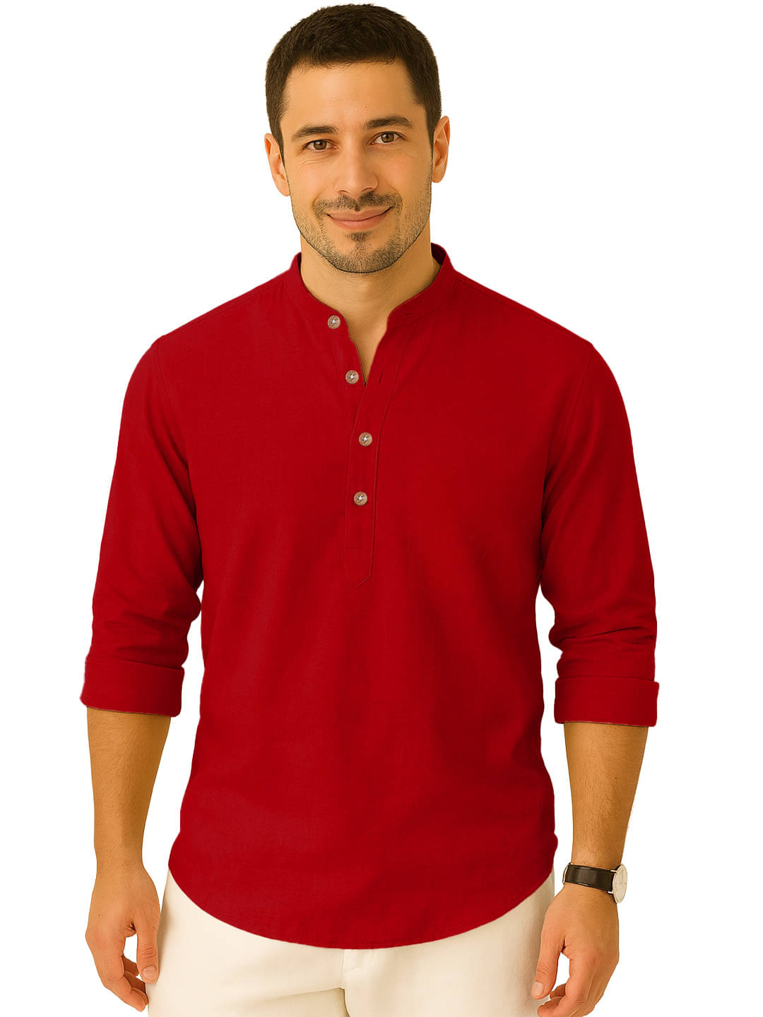     			Yugnik Red Cotton Blend Men's Regular Kurta ( Pack of 1 )