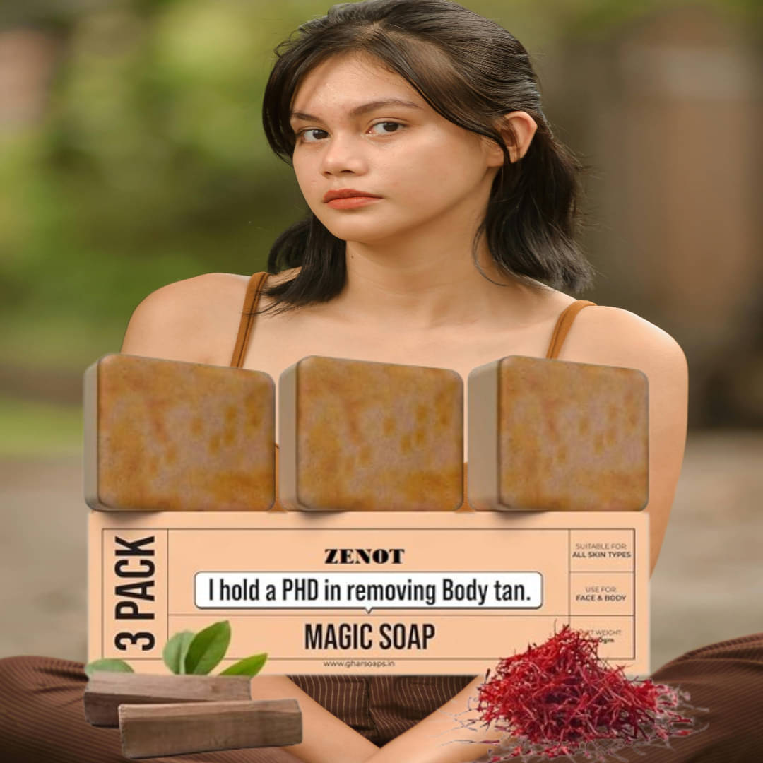     			ZENOT Beauty Sandalwood & Saffron soap Magic Soap for All Skin Type ( Pack of 3 )