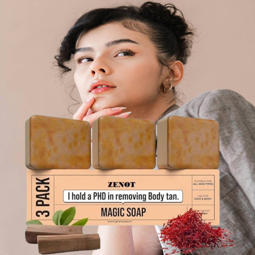     			ZENOT Beauty Sandalwood & Saffron soap Magic Soap for All Skin Type ( Pack of 3 )