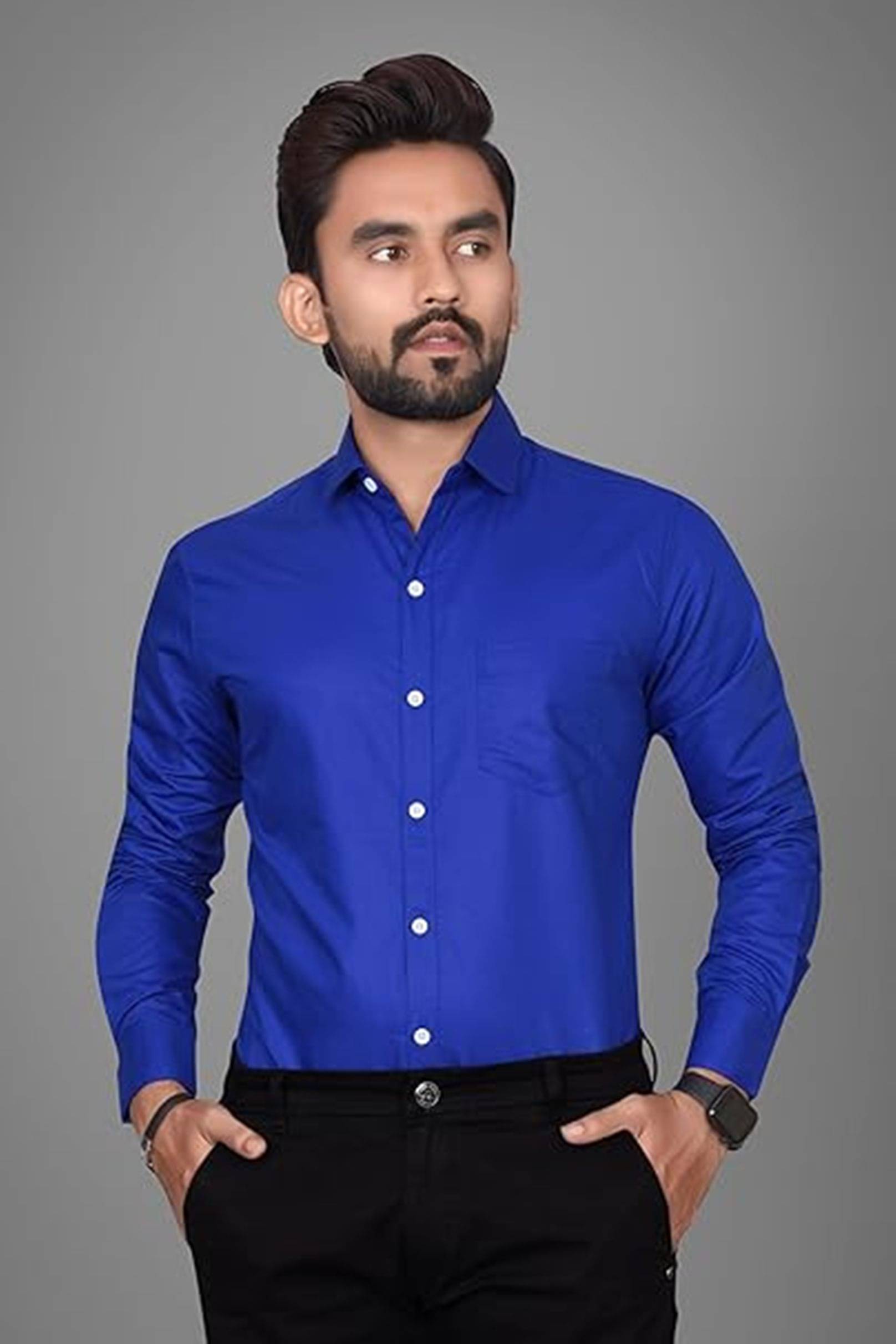 first one Cotton Regular Fit Full Sleeves Men's Formal Shirt - Blue ( Pack of 1 )     			first one Cotton Regular Fit Full Sleeves Men's Formal Shirt - Blue ( Pack of 1 )