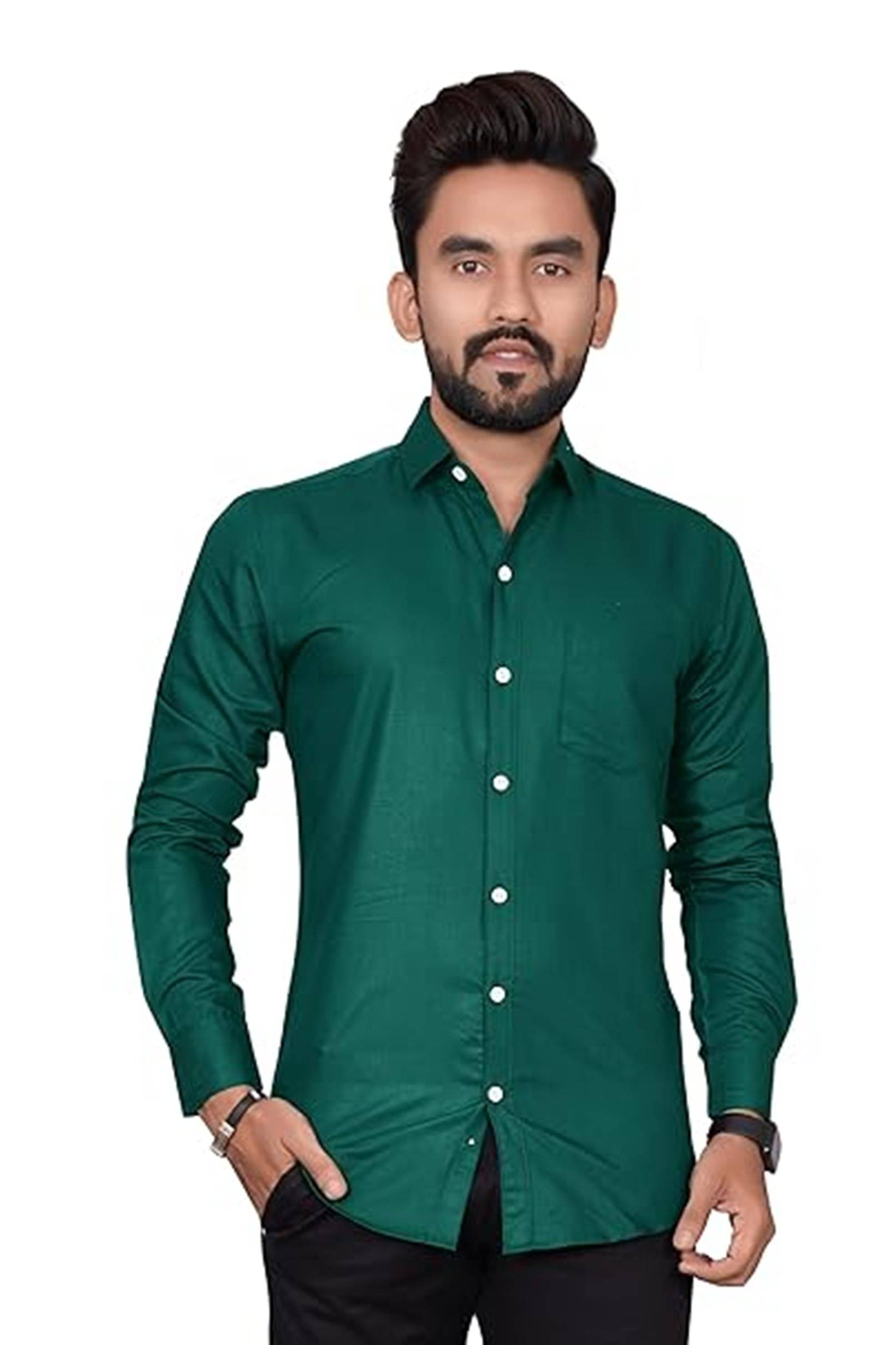     			first one Cotton Regular Fit Full Sleeves Men's Formal Shirt - Green ( Pack of 1 )