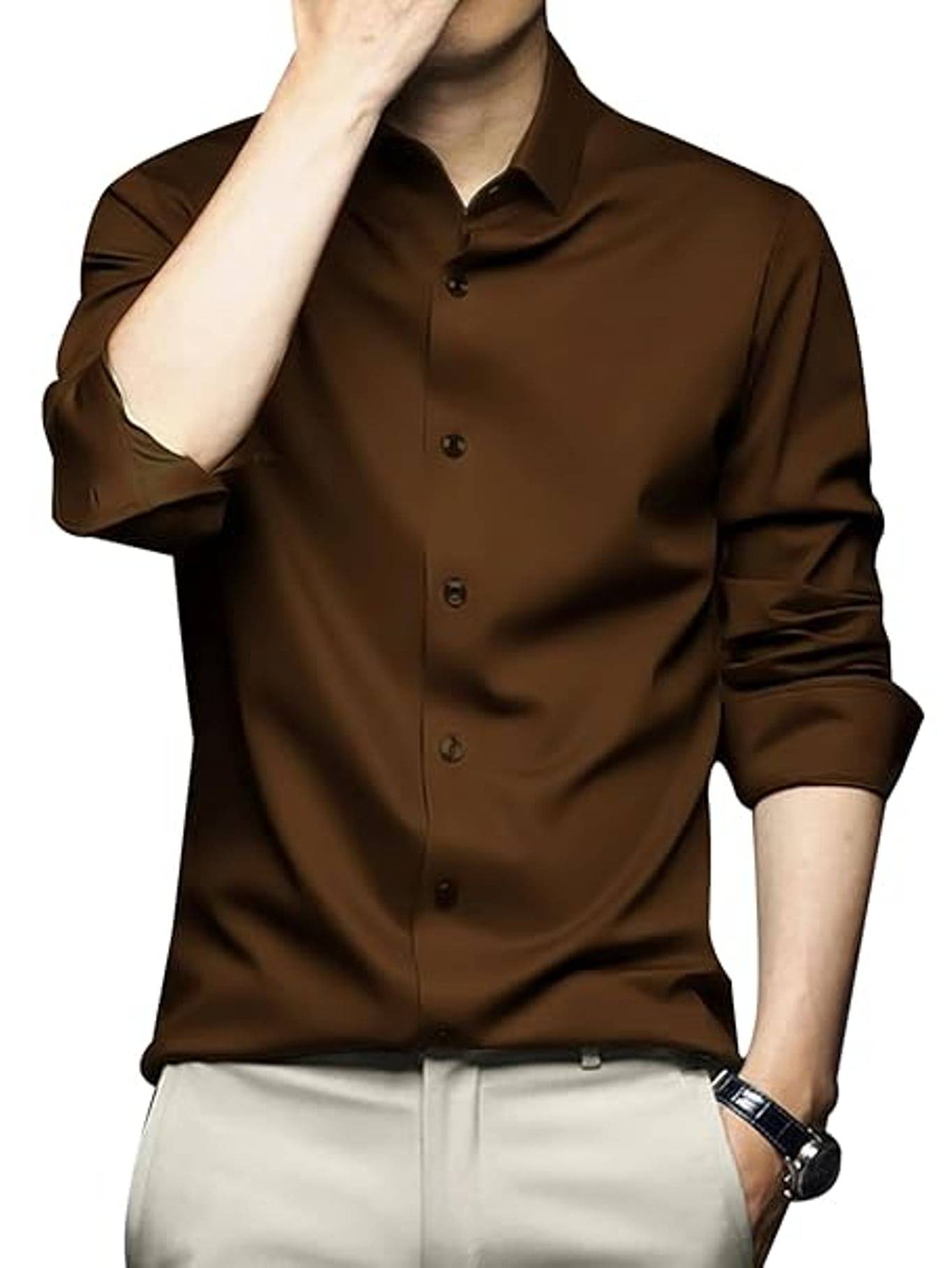 first one Cotton Regular Fit Full Sleeves Men's Formal Shirt - Brown ( Pack of 1 )     			first one Cotton Regular Fit Full Sleeves Men's Formal Shirt - Brown ( Pack of 1 )