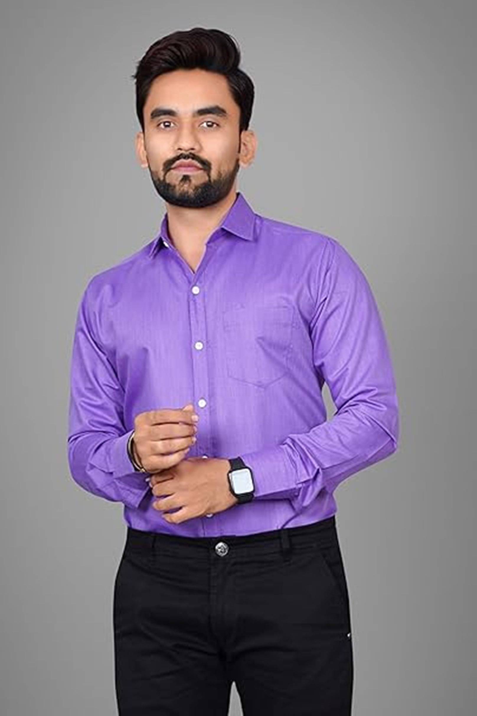     			first one Cotton Regular Fit Full Sleeves Men's Formal Shirt - Purple ( Pack of 1 )