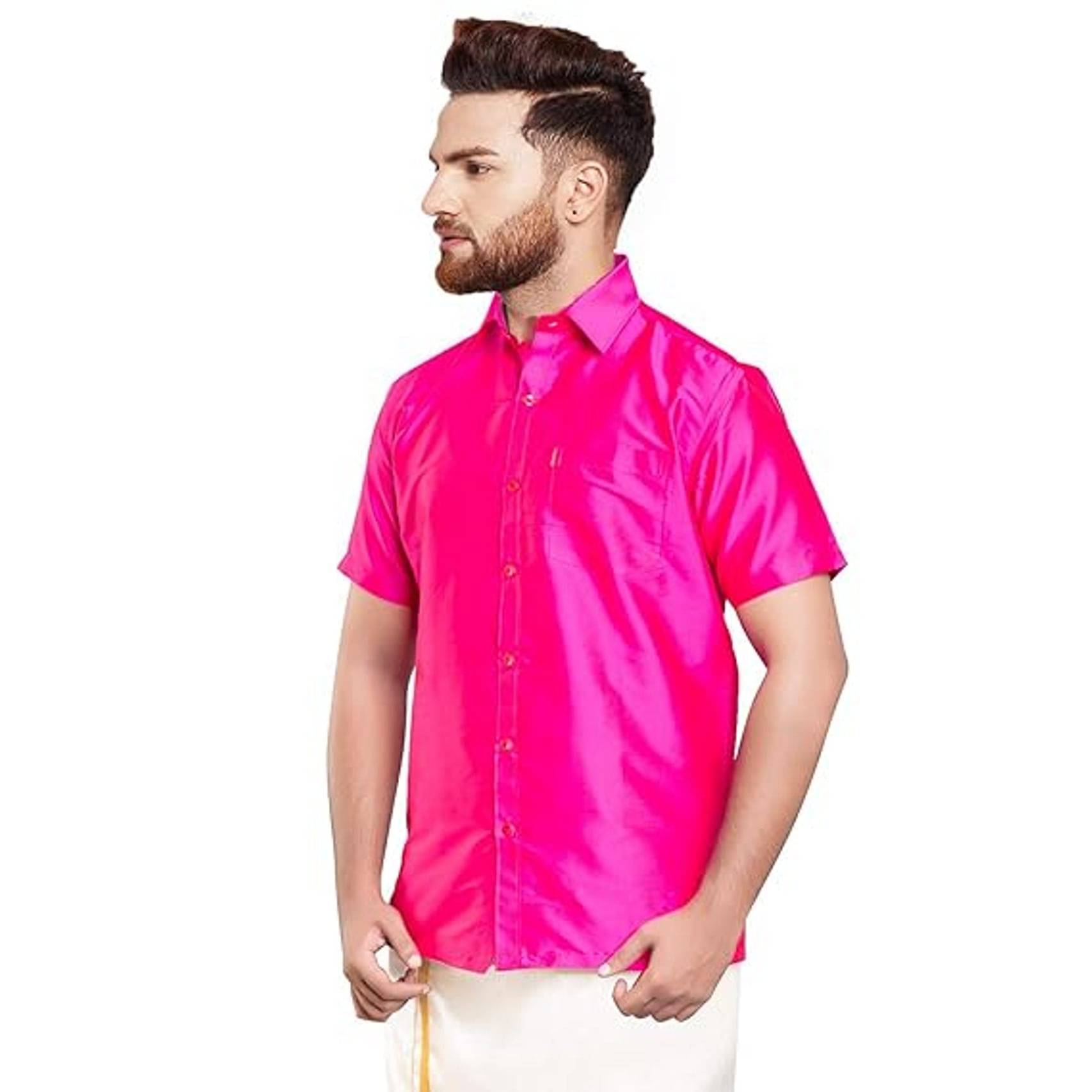     			first one Silk Regular Fit Half Sleeves Men's Formal Shirt - Pink ( Pack of 1 )