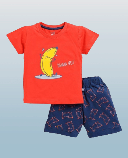     			funny boy Pack of 1 Unisex Cotton Blend T-Shirt & Shorts Set ( Multicolor )