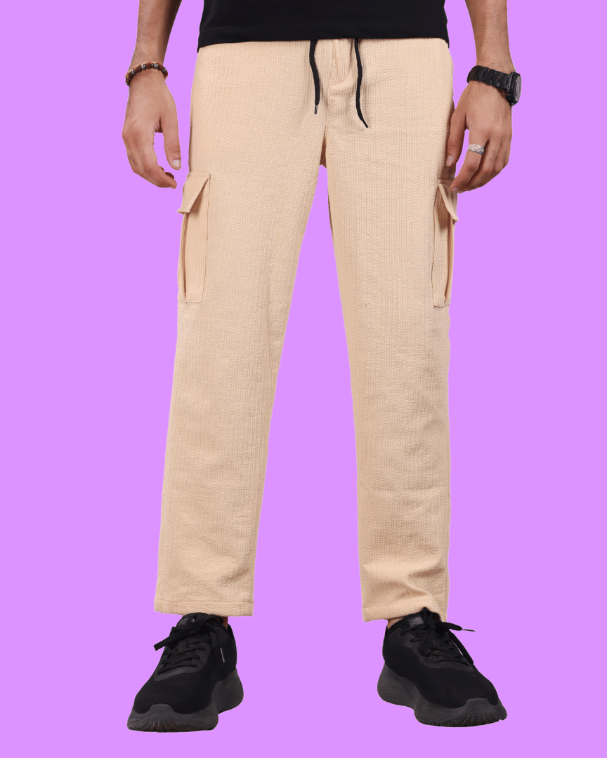     			ikigai Loose Men's Cargos - Cream ( Pack of 1 )