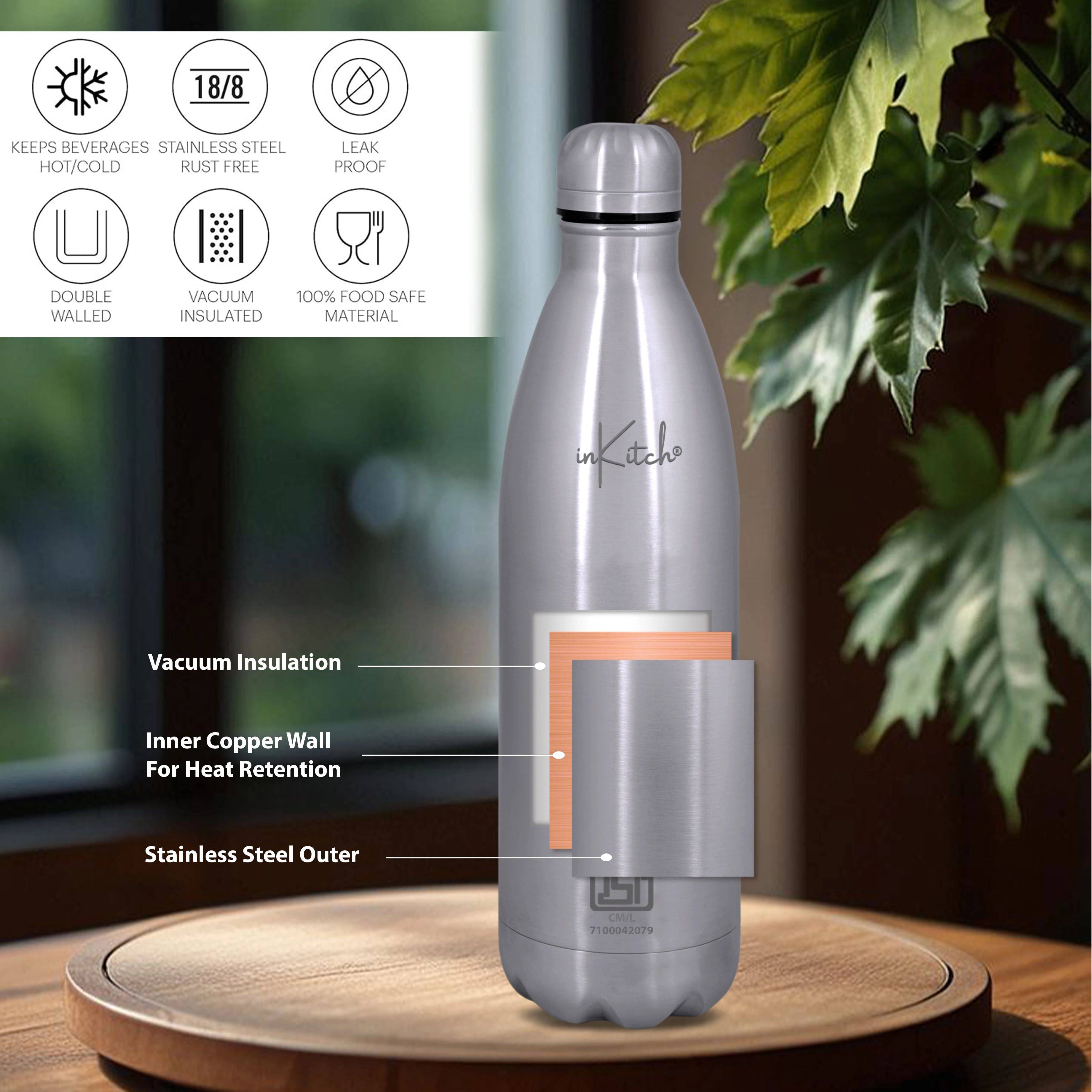     			inKitch Double Vacuum Bottle Silver Thermosteel Flask ( 1000 ml )