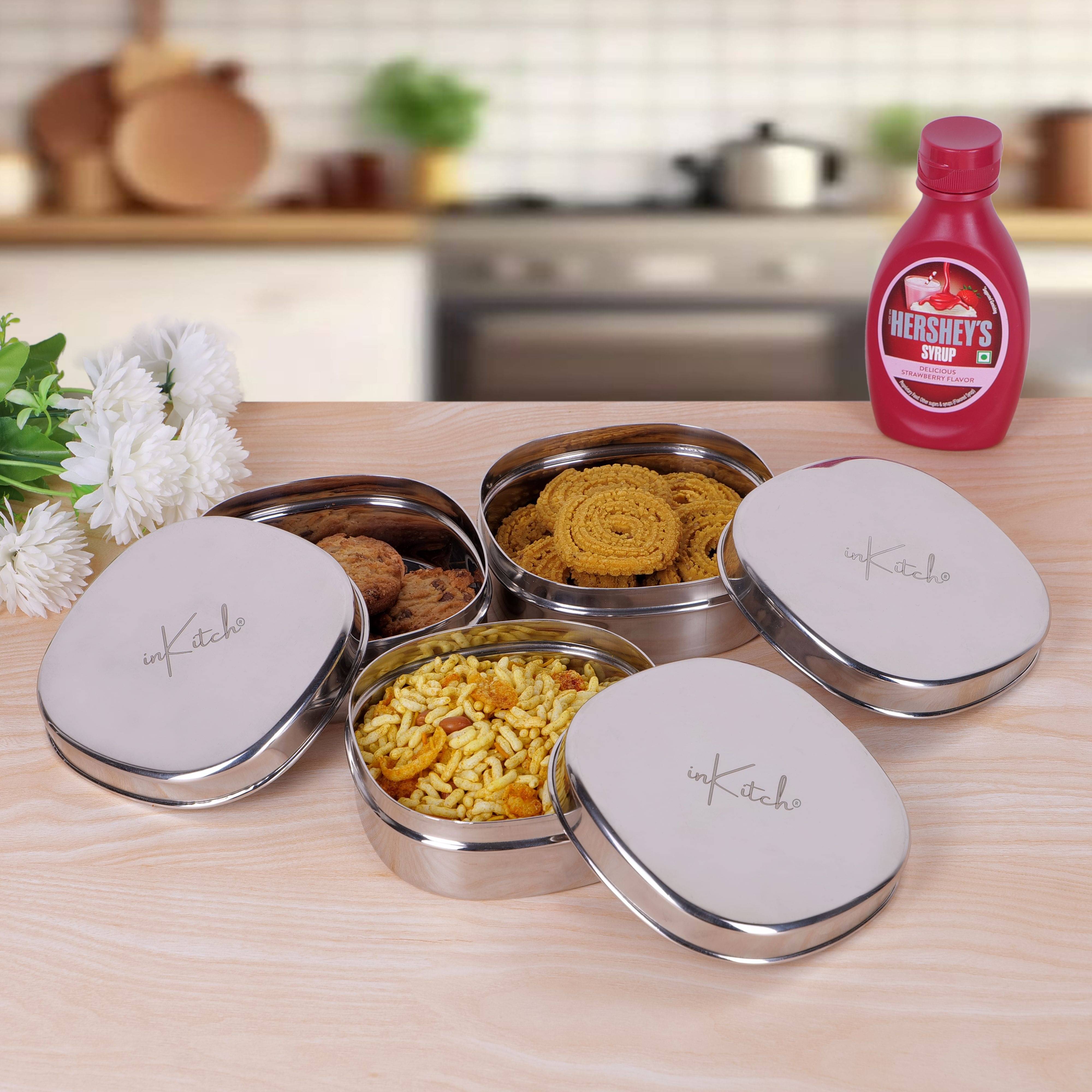    			inKitch Square Container Steel Silver Multi-Purpose Container ( Set of 1 )