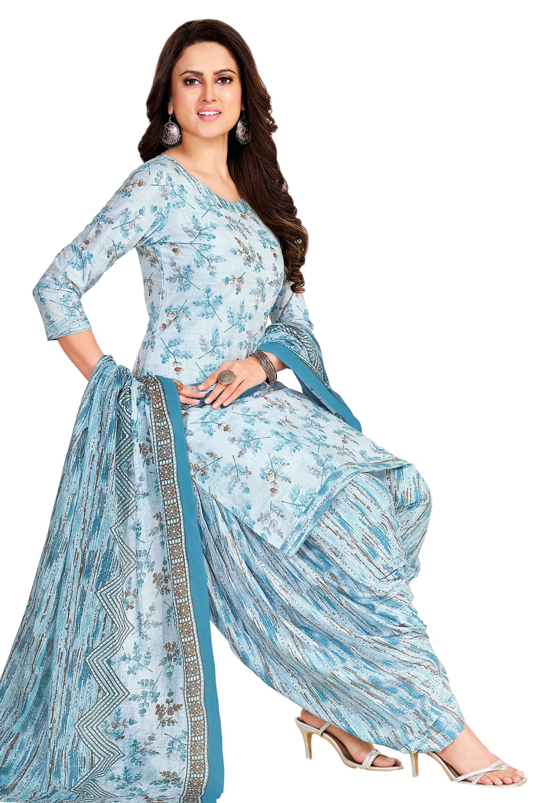 shree jeenmata collection Women Cotton Printed Straight Kurti With Patiala Salwar ( Blue ) shree jeenmata collection Women Cotton Printed Straight Kurti With Patiala Salwar ( Blue )