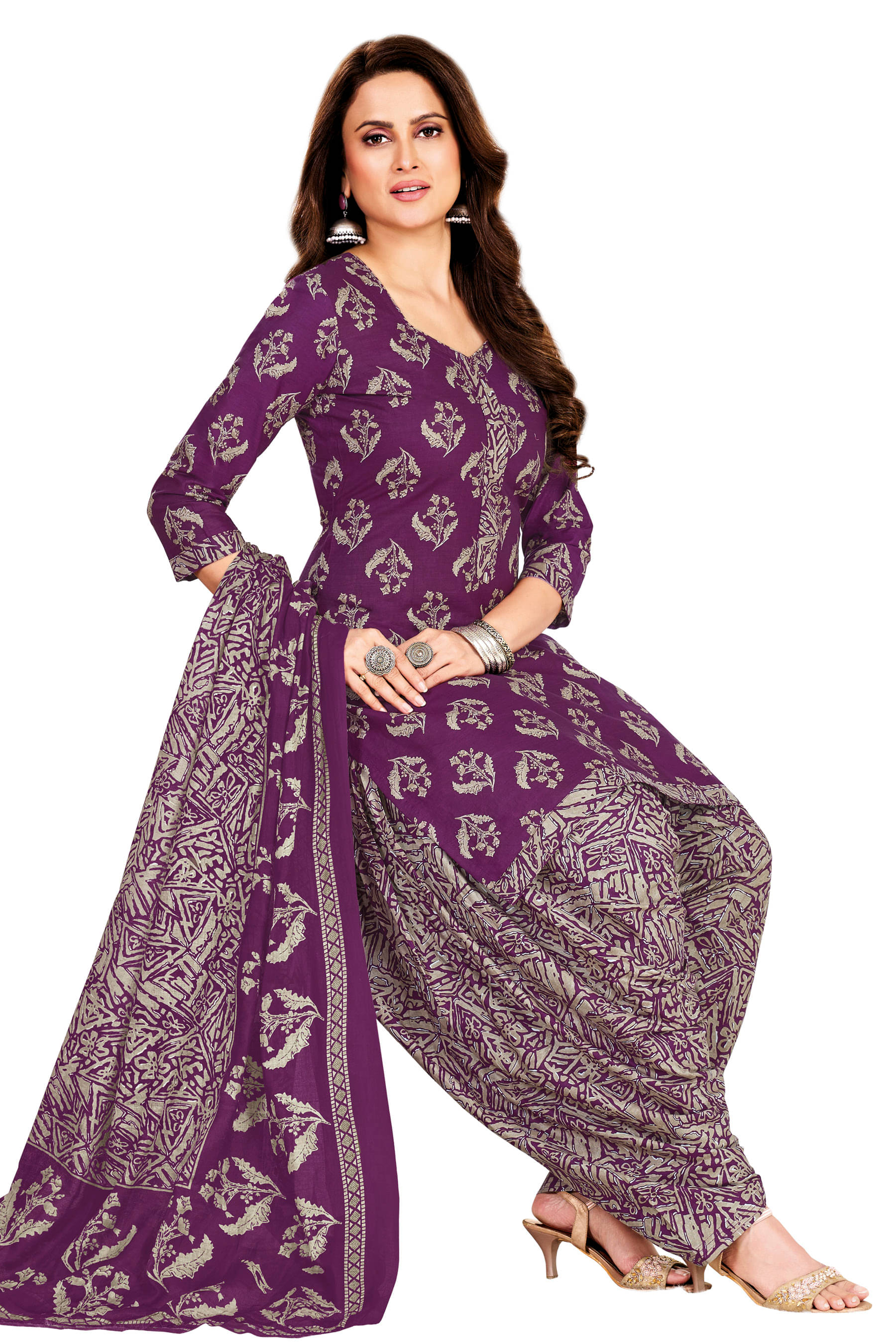 shree jeenmata collection Women Cotton Printed Straight Kurti With Patiala Salwar ( Purple ) shree jeenmata collection Women Cotton Printed Straight Kurti With Patiala Salwar ( Purple )