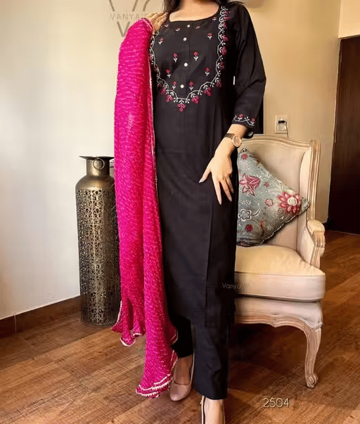 srapo Women Rayon Printed A-line Kurti ( Black ) srapo Women Rayon Printed A-line Kurti ( Black )