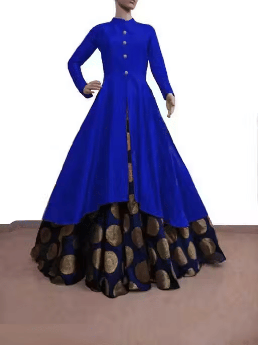     			srapo Women Silk Blend Anarkali Stitched Ethnic Gown ( Blue )