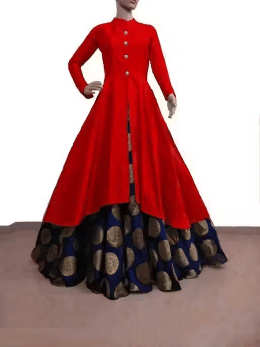 srapo Women Silk Blend Anarkali Stitched Ethnic Gown ( Red ) srapo Women Silk Blend Anarkali Stitched Ethnic Gown ( Red )