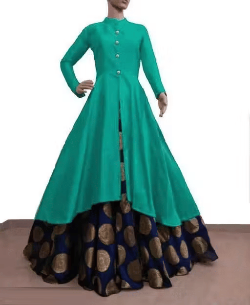     			srapo Women Silk Blend Anarkali Stitched Ethnic Gown ( Teal )