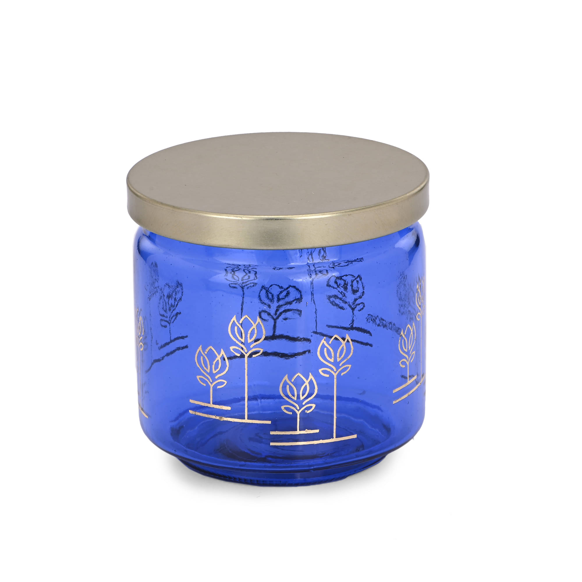     			1st Time Glass Jar Container Glass Blue Cookie Container ( Set of 1 )