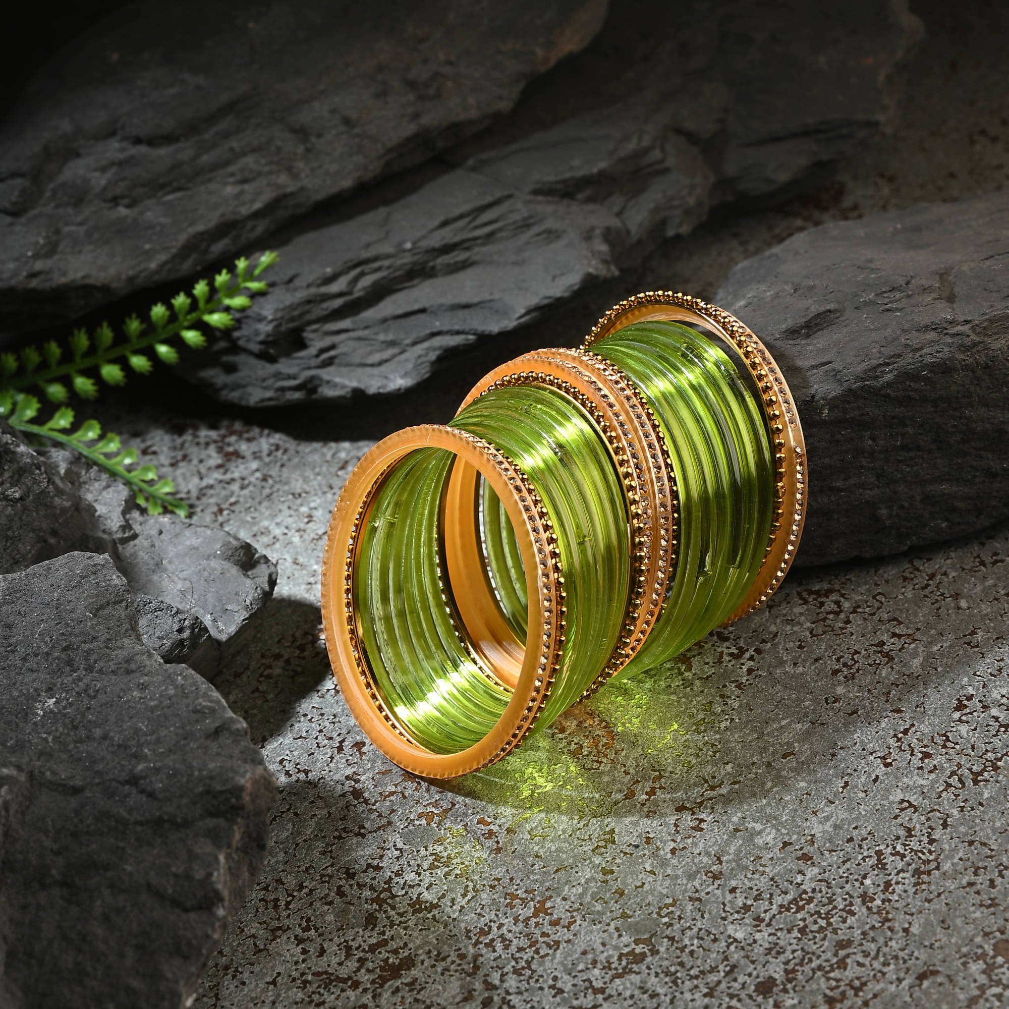     			1st Time Green Bangle Set ( Pack of 2 )