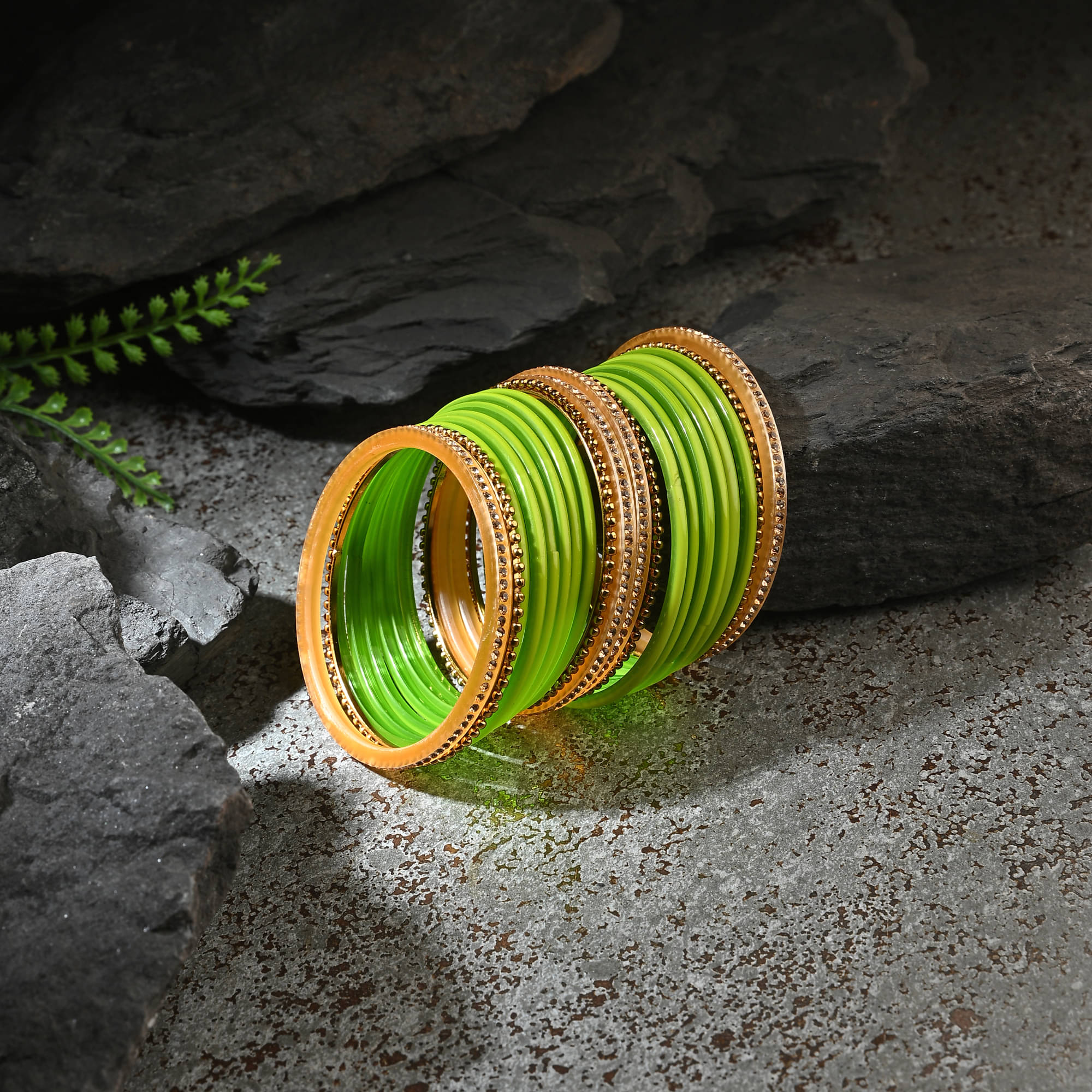    			1st Time Green Bangle Set ( Pack of 2 )