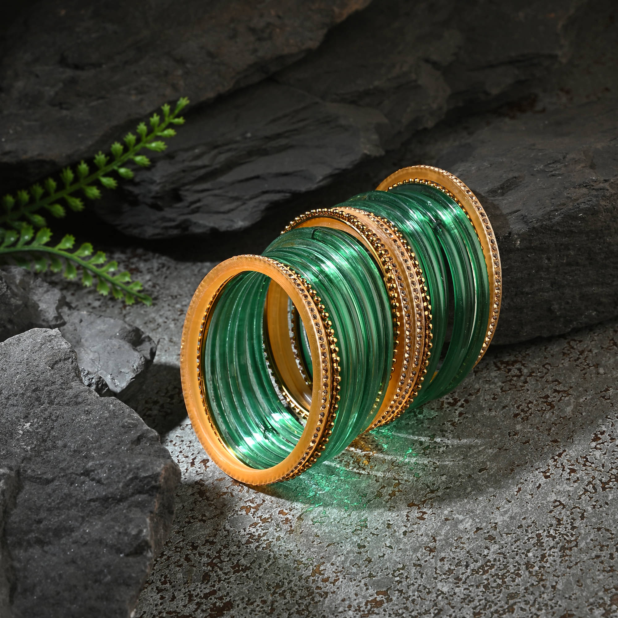     			1st Time Green Bangle Set ( Pack of 2 )