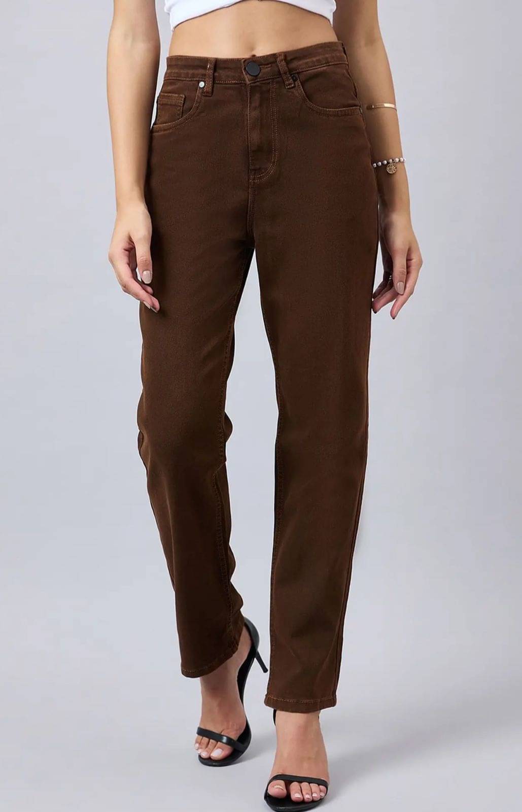     			9x denims Women's Relaxed Fit High-Rise Jeans ( Brown )