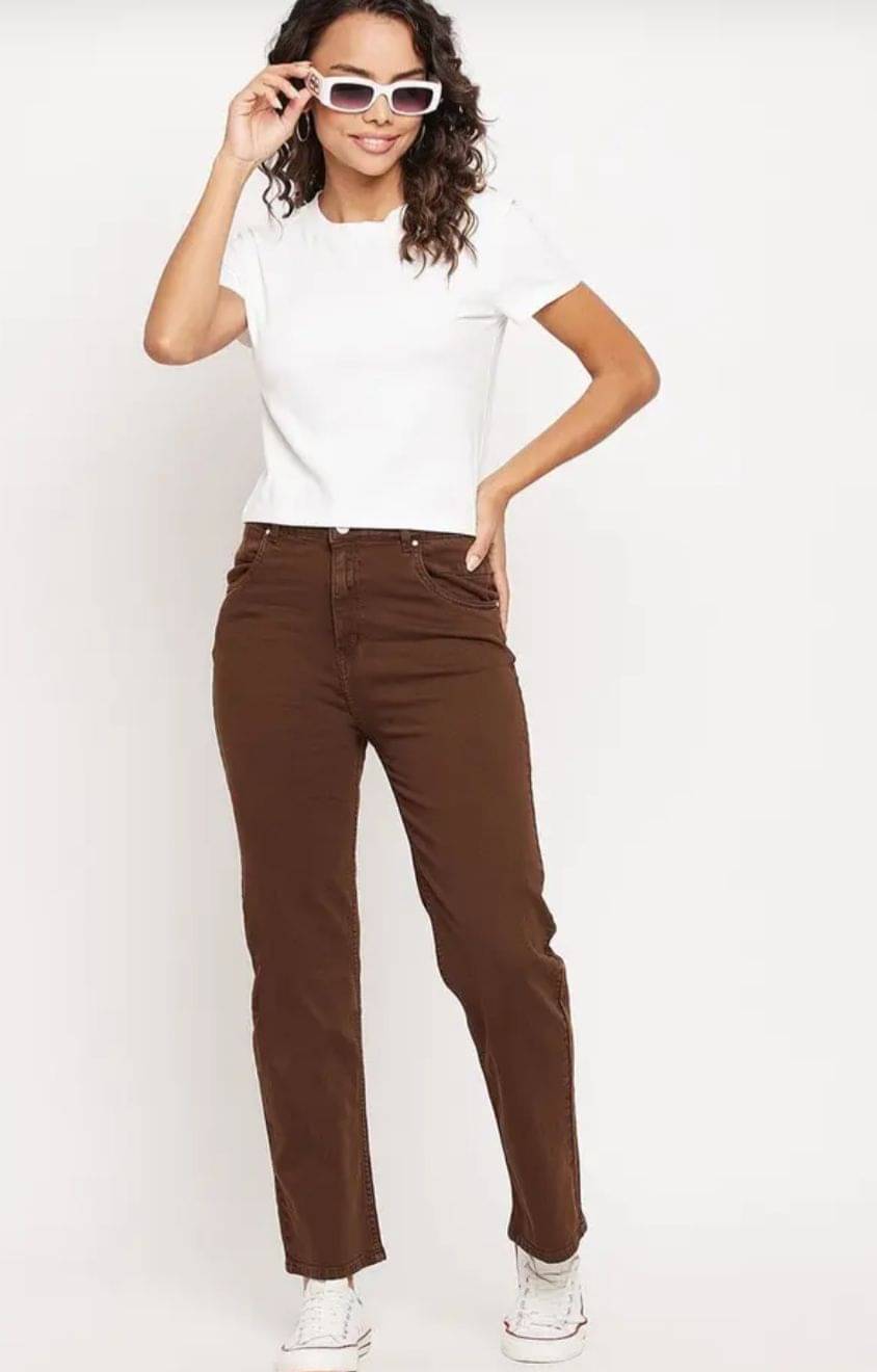     			9x denims Women's Relaxed Fit High-Rise Jeans ( Brown )