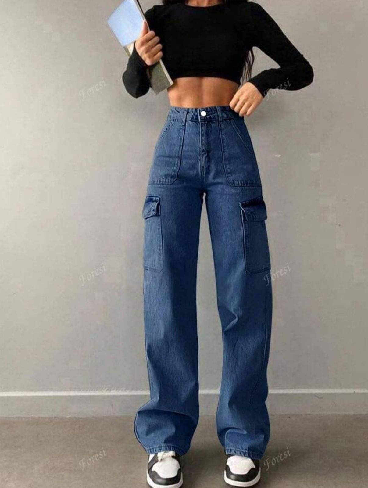     			9x denims Women's Relaxed Fit High-Rise Jeans ( Dark Blue )