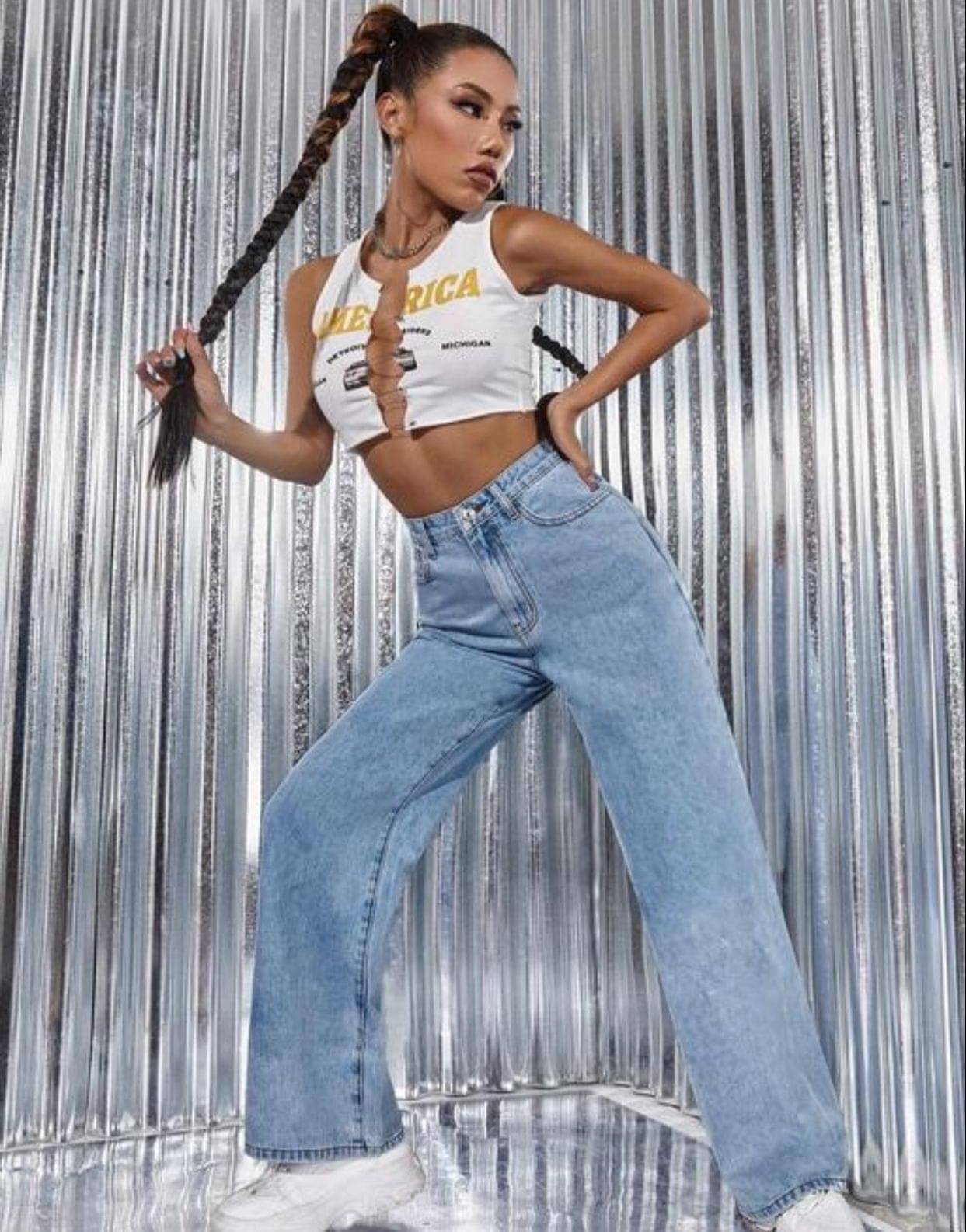     			9x denims Women's Straight Fit High-Rise Jeans ( Blue )