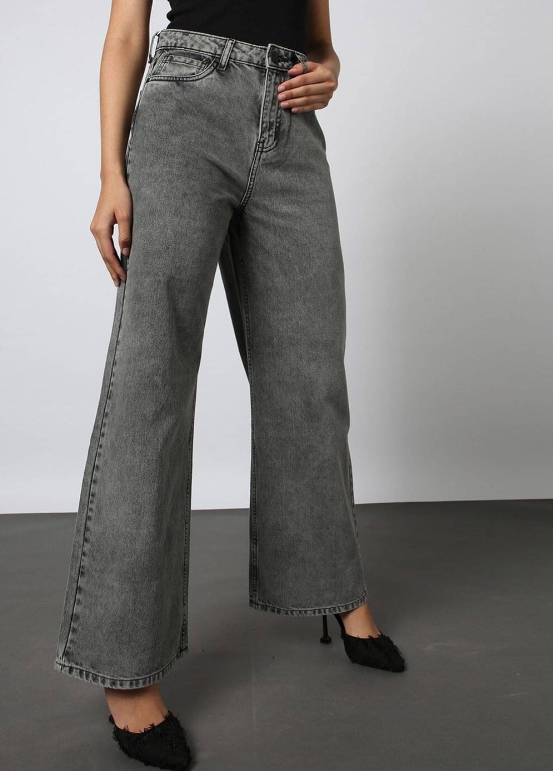     			9x denims Women's Straight Fit High-Rise Jeans ( Dark Grey )