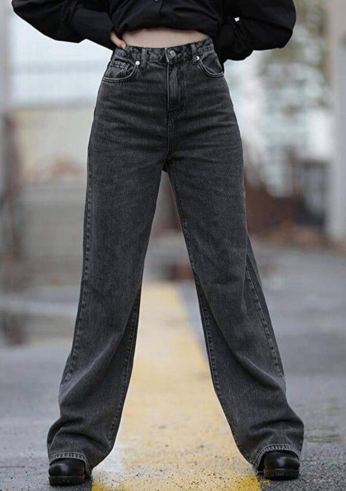     			9x denims Women's Straight Fit High-Rise Jeans ( Dark Grey )