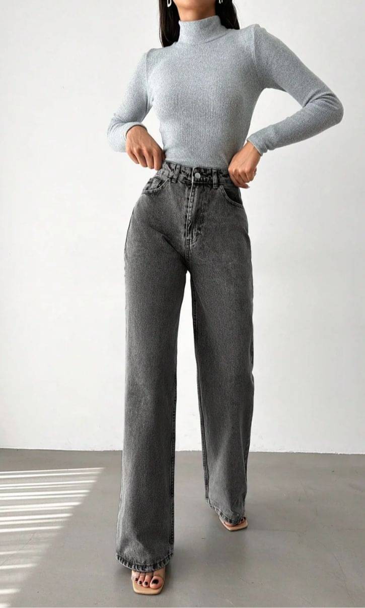     			9x denims Women's Straight Fit High-Rise Jeans ( Dark Grey )